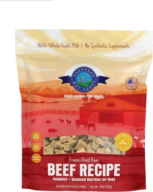 Freeze Dried Raw Dog Food (Beef Recipe), All Natural Food, 14 oz Bag, Freeze-Dried Dog Food, Made in USA with Organic Produce, High in Protein, Food Topper or Complete Meal