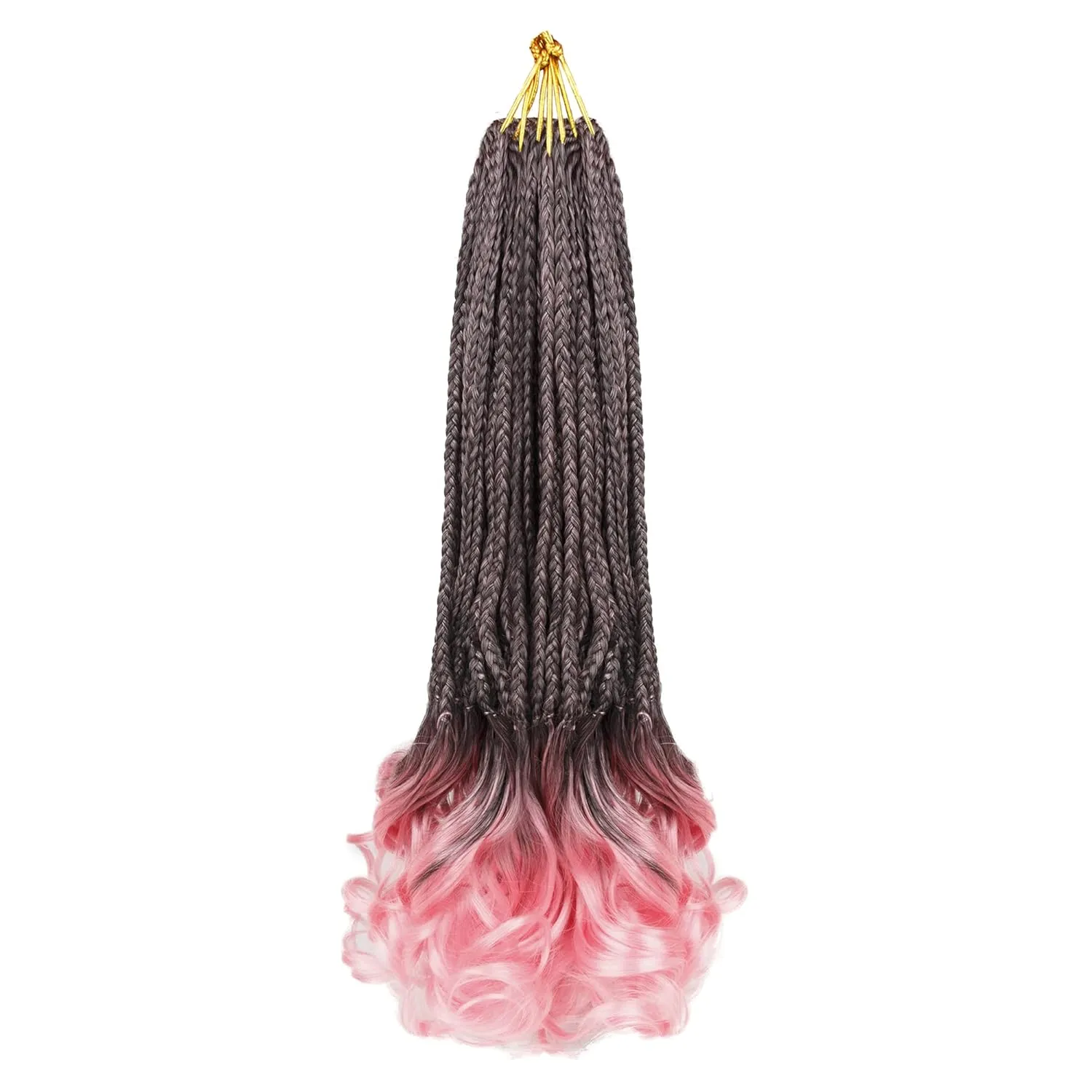 French Curl Crochet Braids for Black Women-18 Inches 8 Packs Goddess Box Braids,Ombre Pink Soft Pre Looped Braided Synthetic Hair Extensions with Curly Wavy Ends(18"-8 Packs,T1B/Pink)