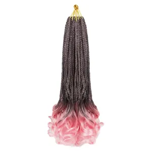 French Curl Crochet Braids for Black Women-18 Inches 8 Packs Goddess Box Braids,Ombre Pink Soft Pre Looped Braided Synthetic Hair Extensions with Curly Wavy Ends(18"-8 Packs,T1B/Pink)