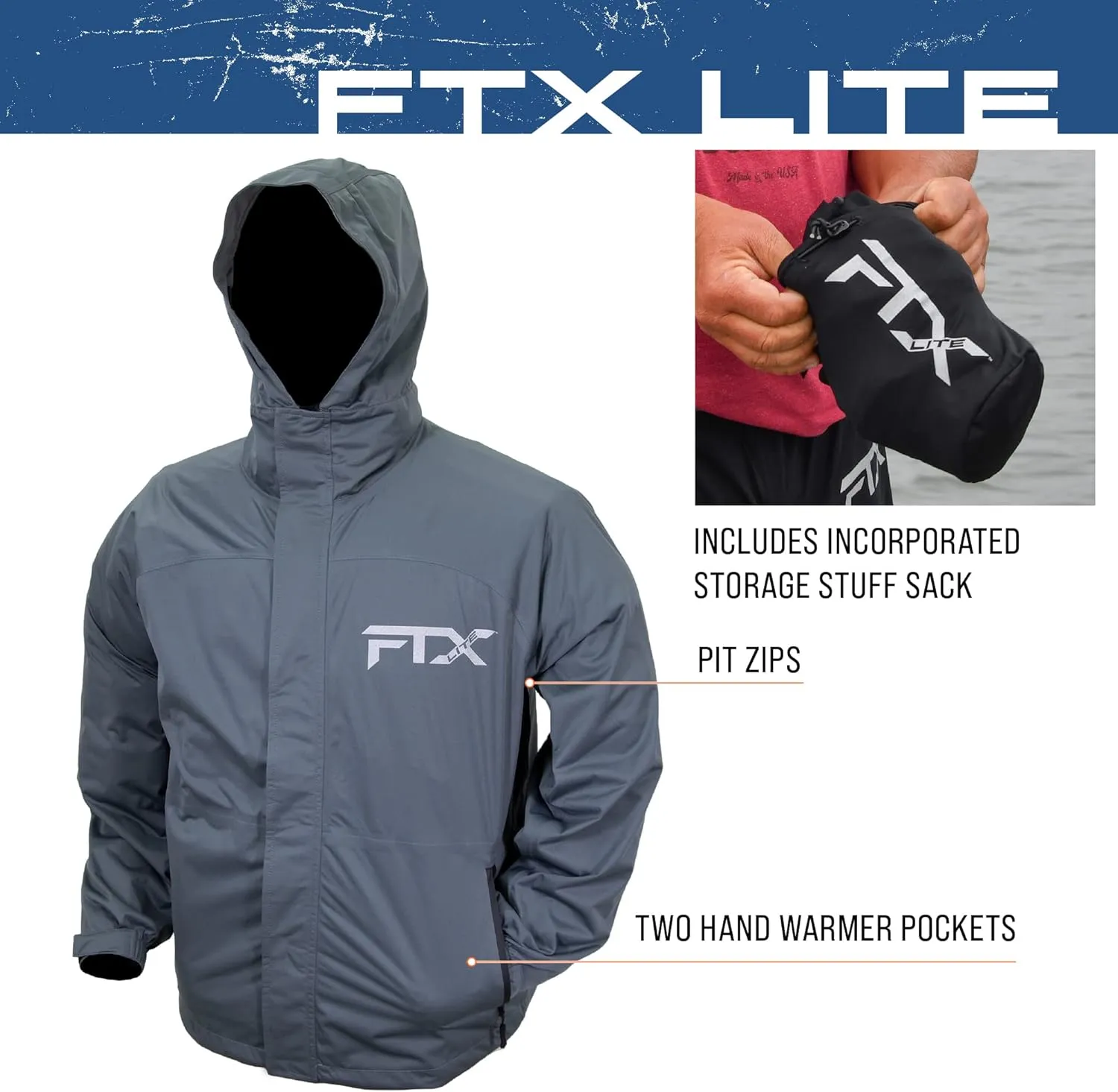FROGG TOGGS Men’s FTX Lite Rain Jacket – 3-Layer Waterproof, Breathable, Stretch Comfort