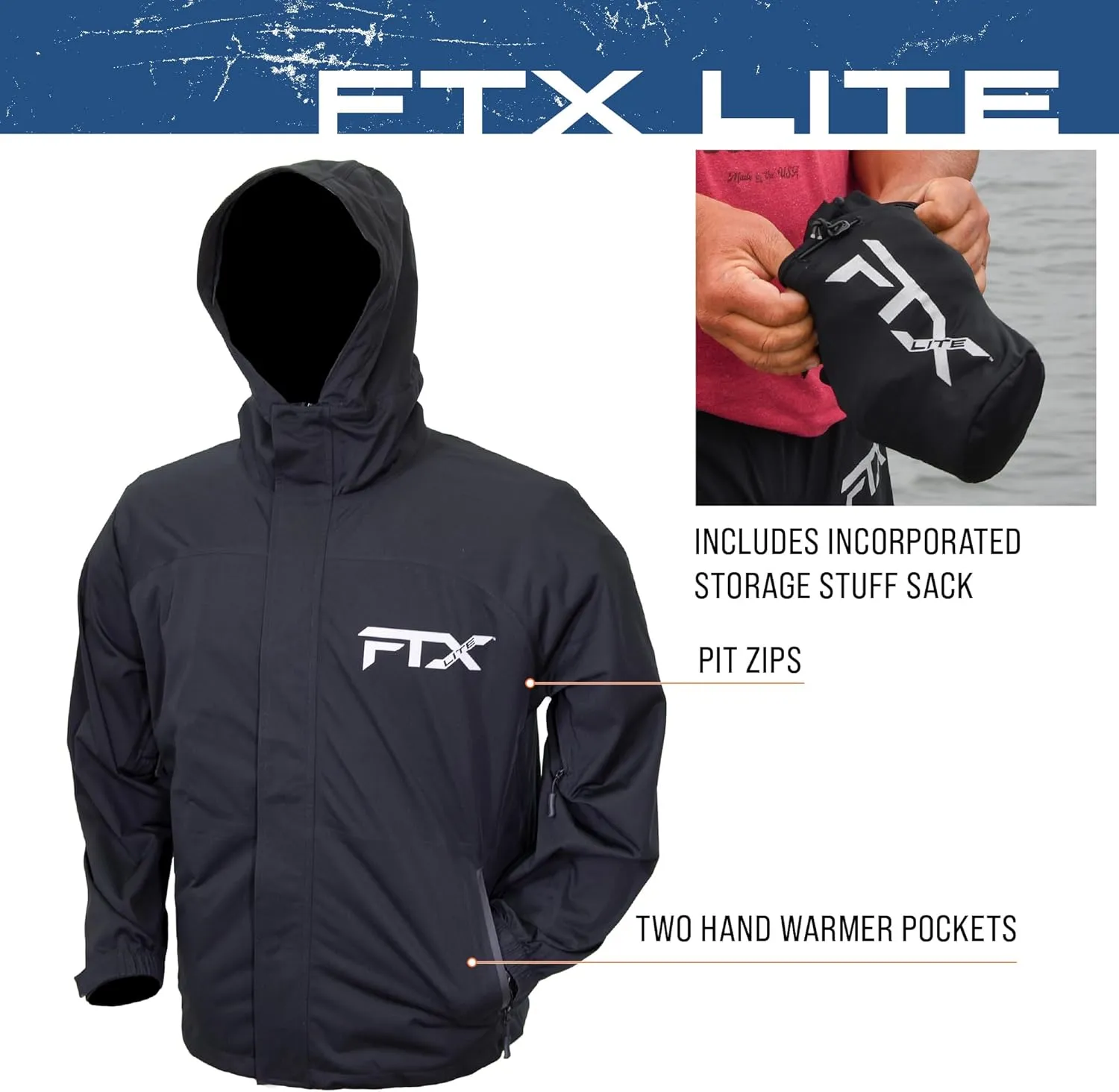 FROGG TOGGS Men’s FTX Lite Rain Jacket – 3-Layer Waterproof, Breathable, Stretch Comfort