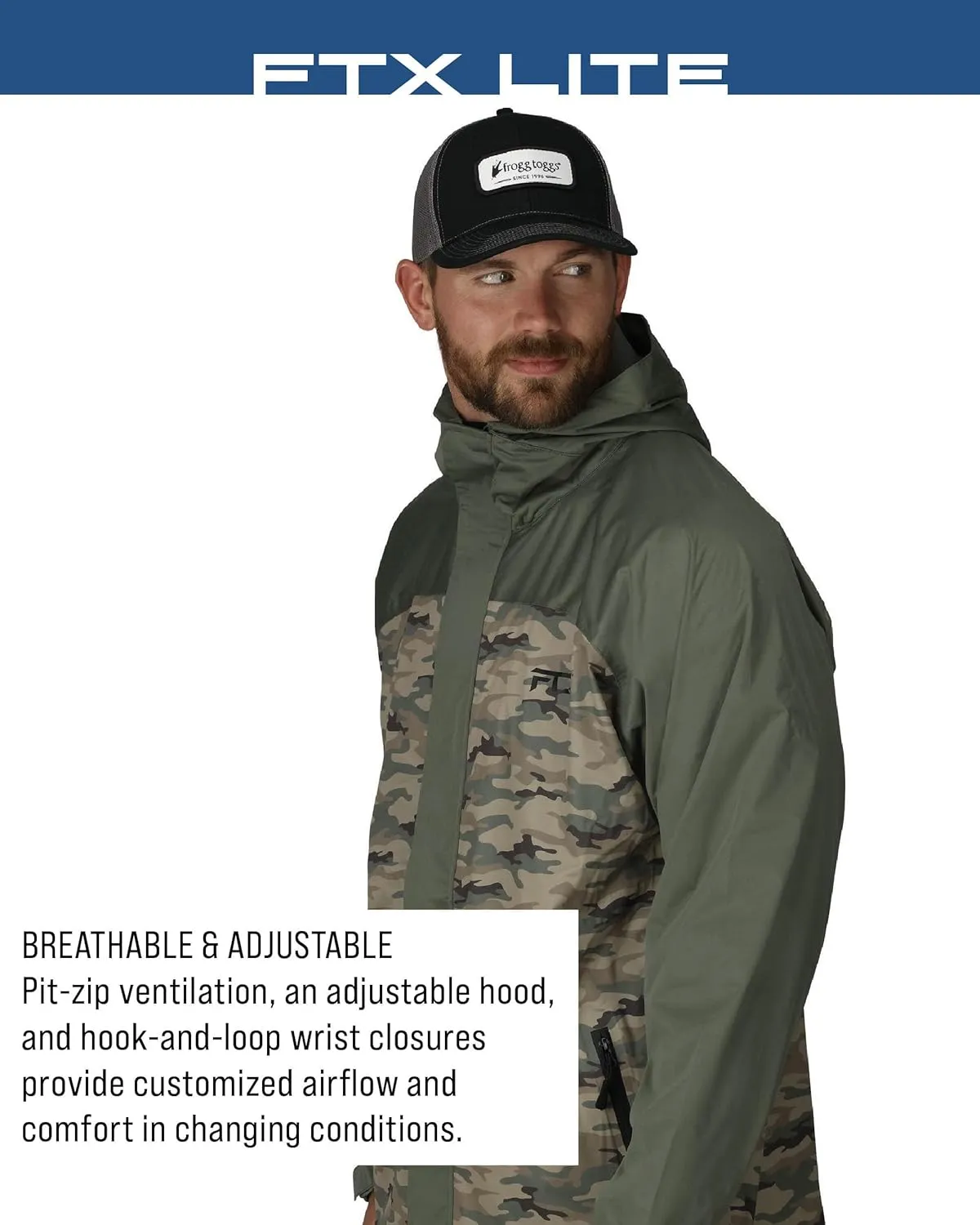 FROGG TOGGS Men’s FTX Lite Rain Jacket – 3-Layer Waterproof, Breathable, Stretch Comfort