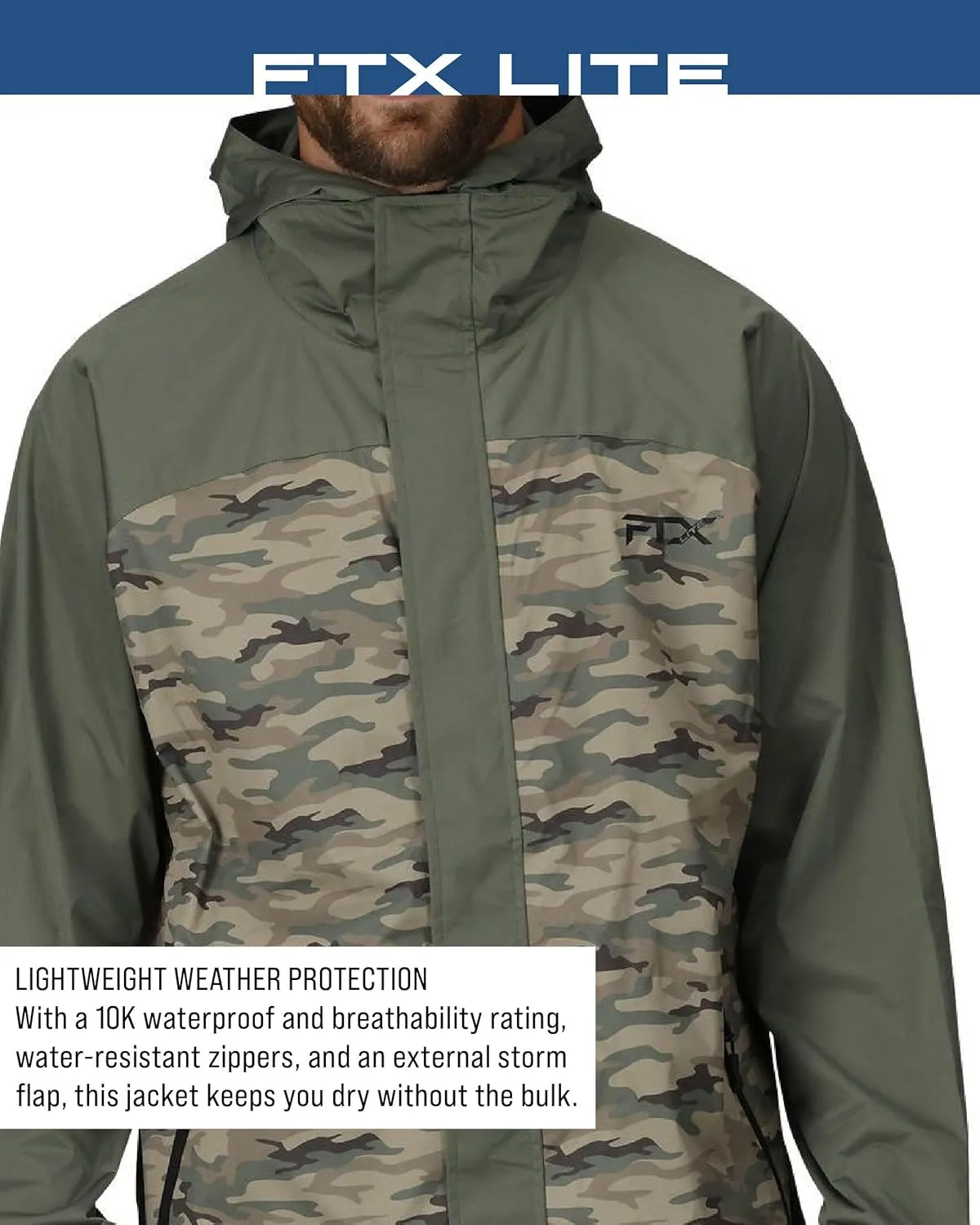 FROGG TOGGS Men’s FTX Lite Rain Jacket – 3-Layer Waterproof, Breathable, Stretch Comfort