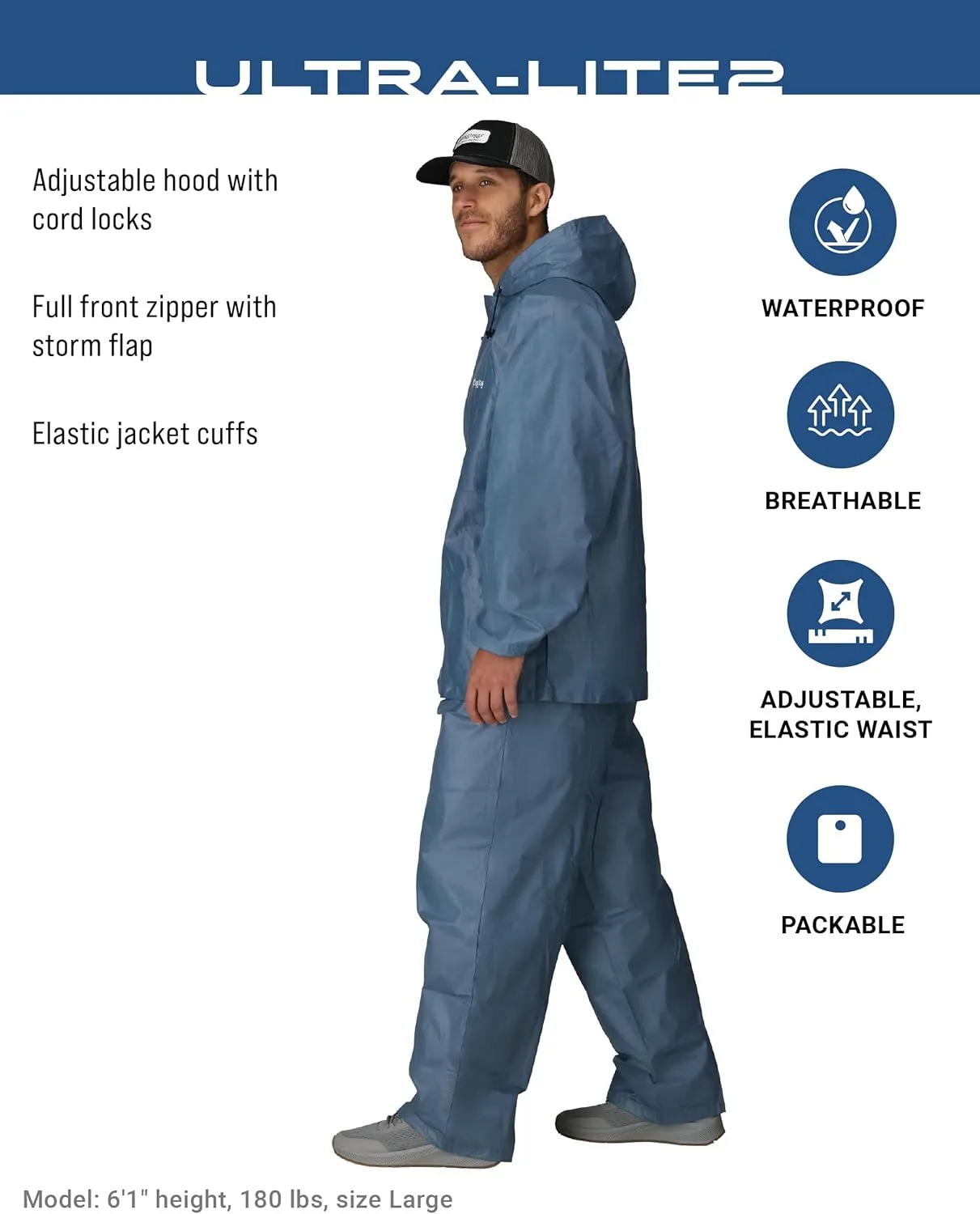 FROGG TOGGS Men's Ultra-Lite2 2-Layer Waterproof Breathable Rain Suit