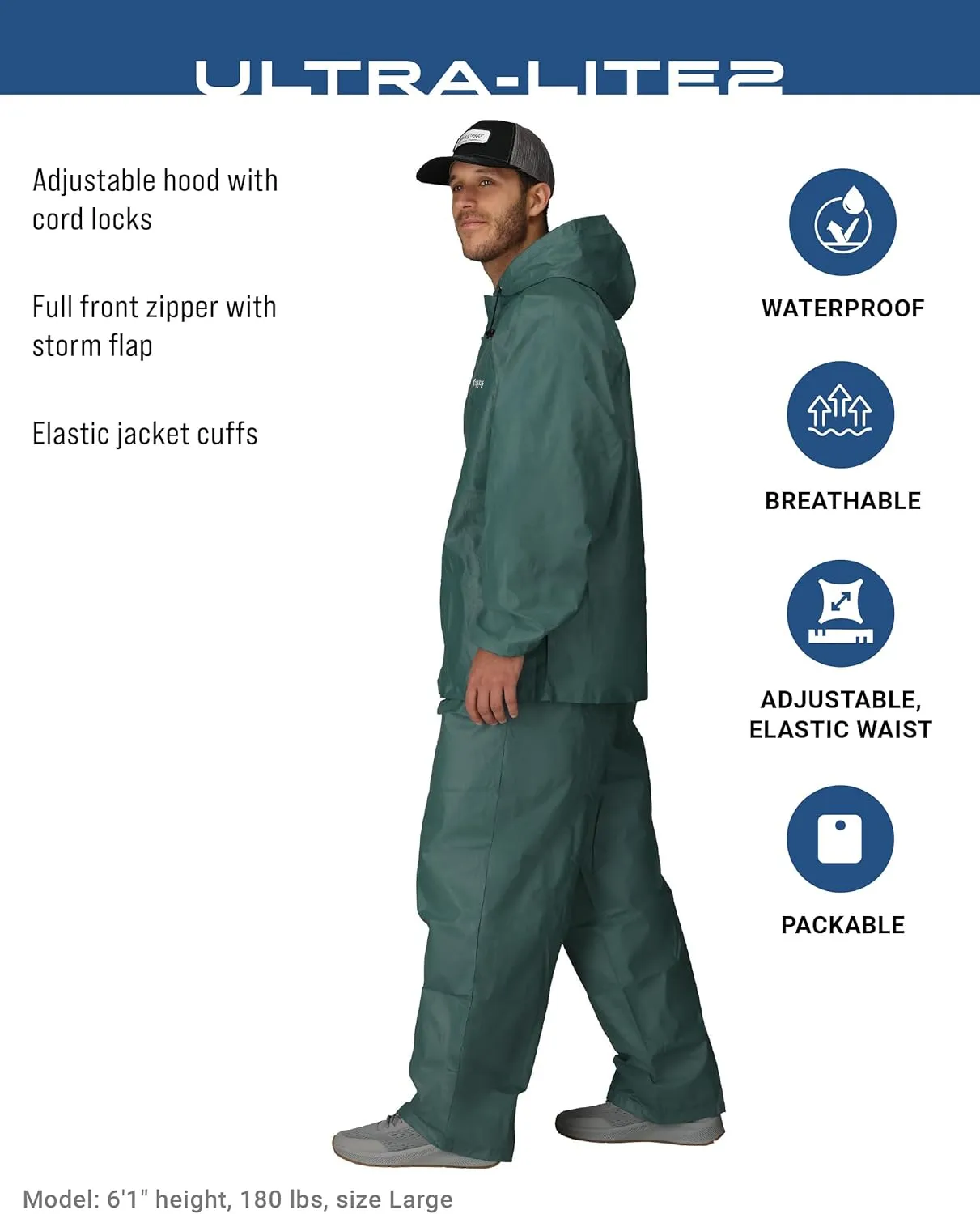 FROGG TOGGS Men's Ultra-Lite2 2-Layer Waterproof Breathable Rain Suit