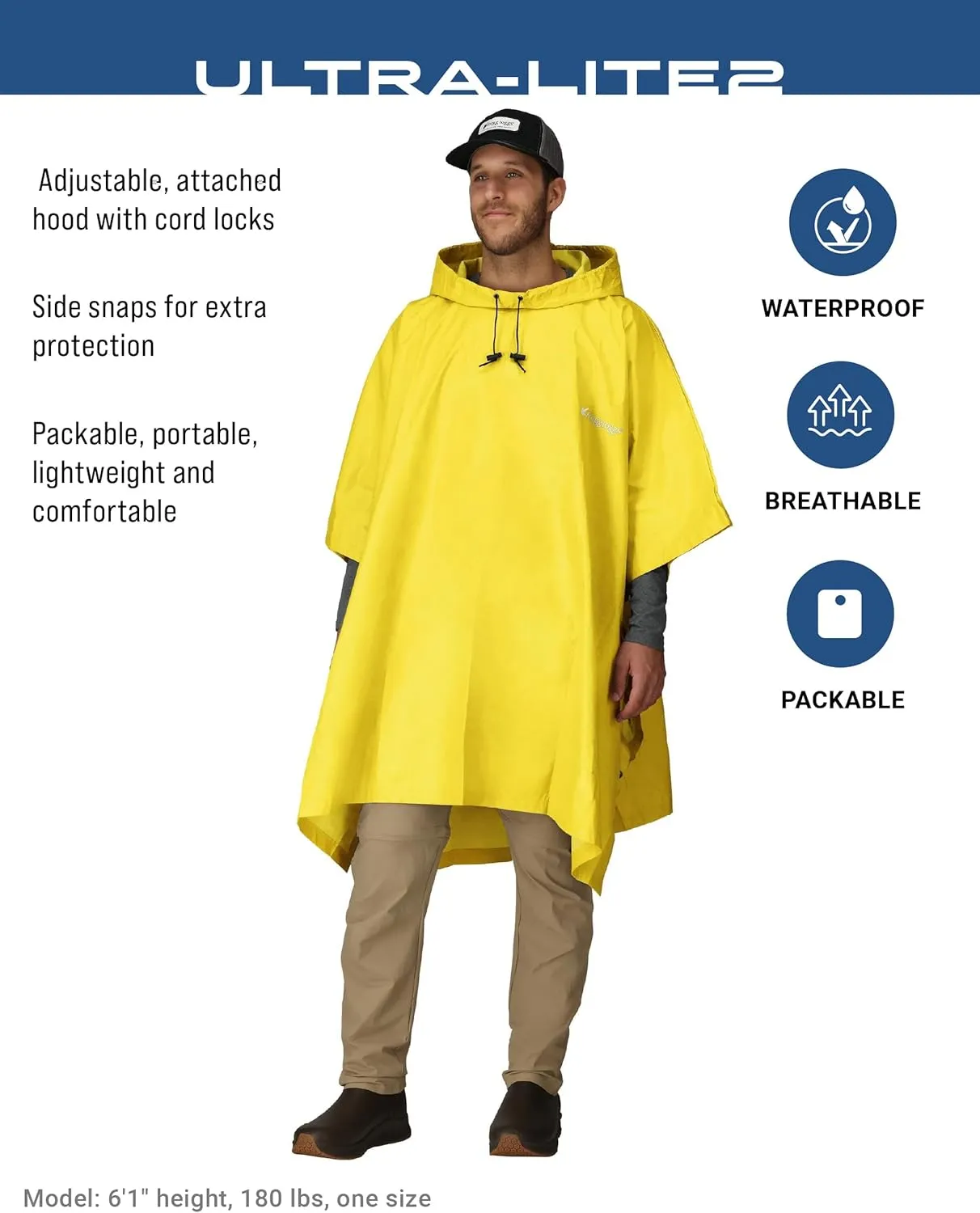 FROGG TOGGS Ultra-lite2 Waterproof, Breathable Rain Poncho, Adult and Youth Sizes