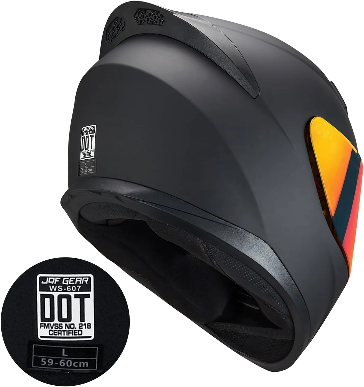 Full Face Helmet Black Motorcycle Motorbike Street Bike Racing Helmets for Adults WS-607 DOT Approved (with Chrome Red, XL)