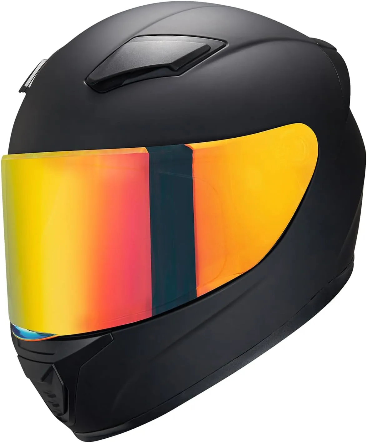 Full Face Helmet Black Motorcycle Motorbike Street Bike Racing Helmets for Adults WS-607 DOT Approved (with Chrome Red, XL)