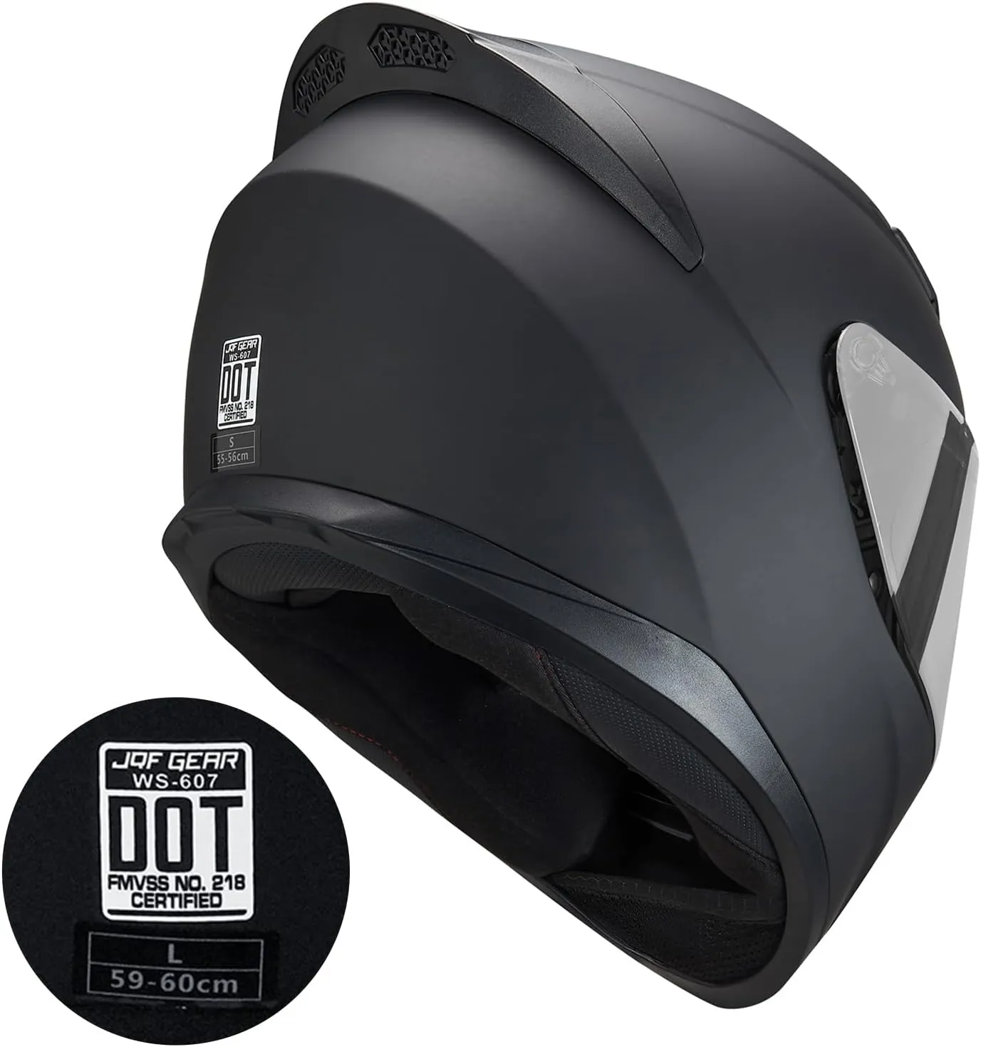 Full Face Helmet Black Motorcycle Motorbike Street Bike Racing Helmets for Adults WS-607 DOT Approved (with Chrome Silver, M)