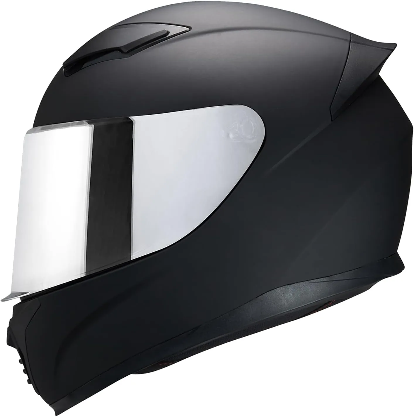 Full Face Helmet Black Motorcycle Motorbike Street Bike Racing Helmets for Adults WS-607 DOT Approved (with Chrome Silver, M)