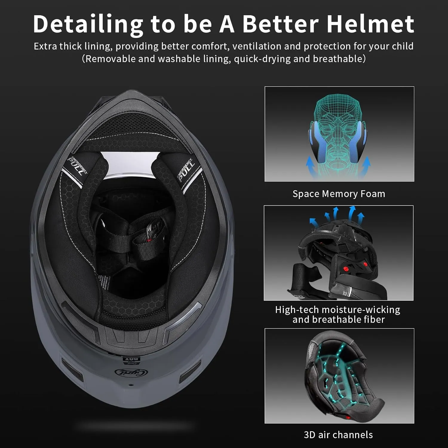 Full Face Helmet Motorcycle Motorbike Street Bike Racing Helmets for Adults FF352 DOT Approved,Motocross Helmet with Vortex Generator and Magnetic Visor(with Black Visor) Gray,XL