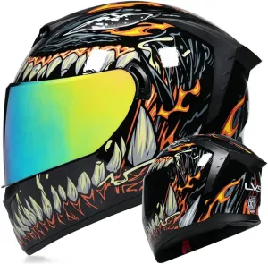 Full Face Motorcycle Helmet DOT Approved Motorbike Moped Street Bike Racing Crash Helmet, Men and Women