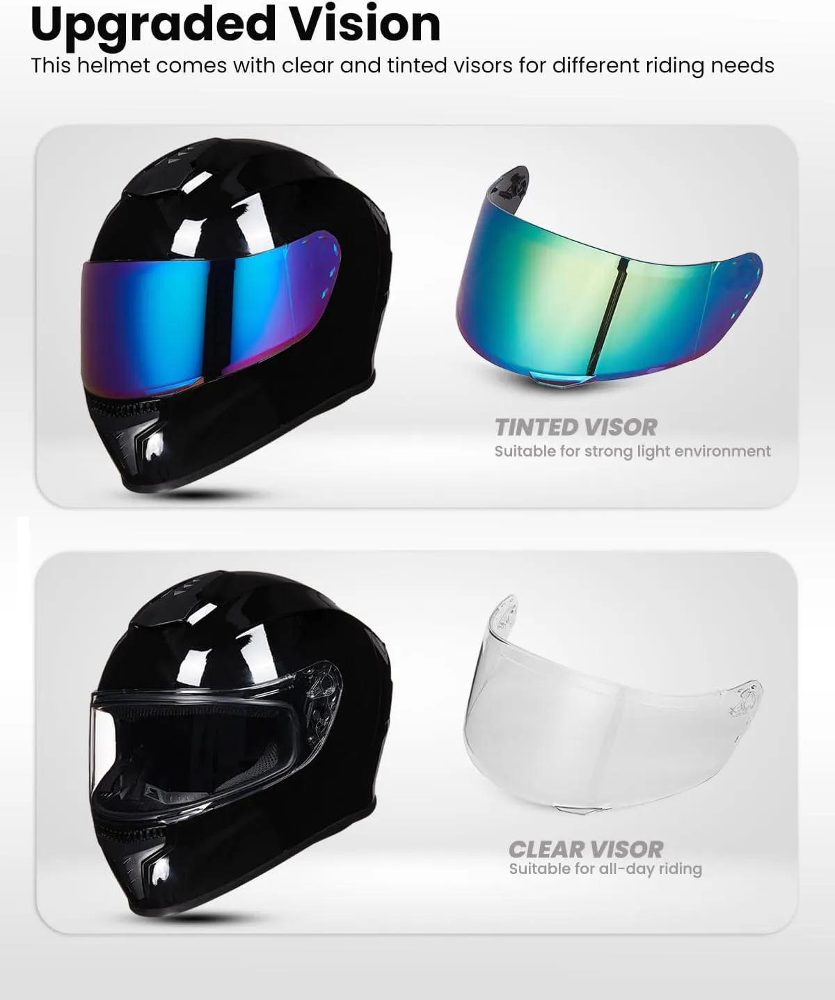Full Face Motorcycle Helmets for Adults Men and Women DOT Street Bike Racing Helmet with Tinted Visor Model MD-813