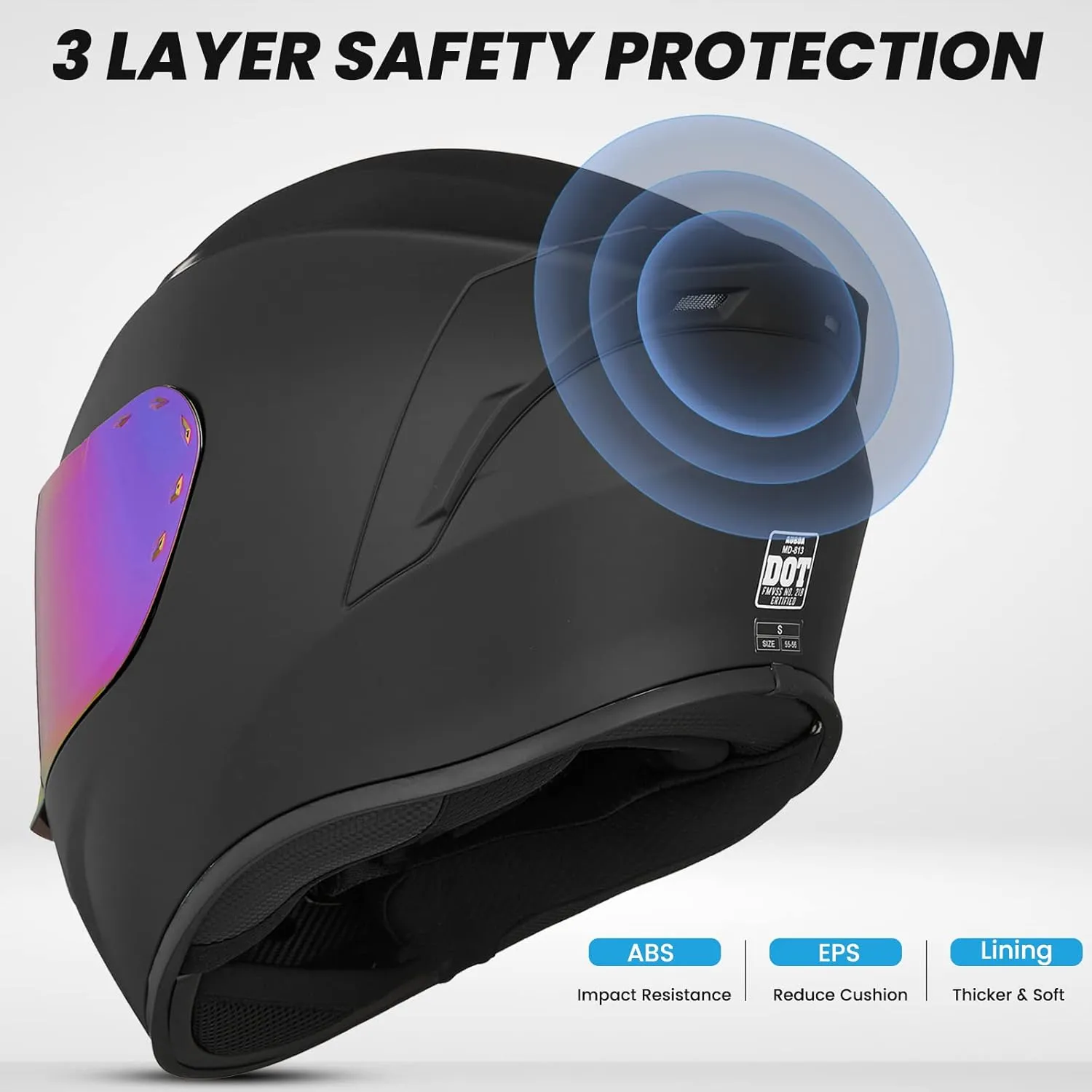 Full Face Motorcycle Helmets for Adults Men and Women DOT Street Bike Racing Helmet with Tinted Visor Model MD-813