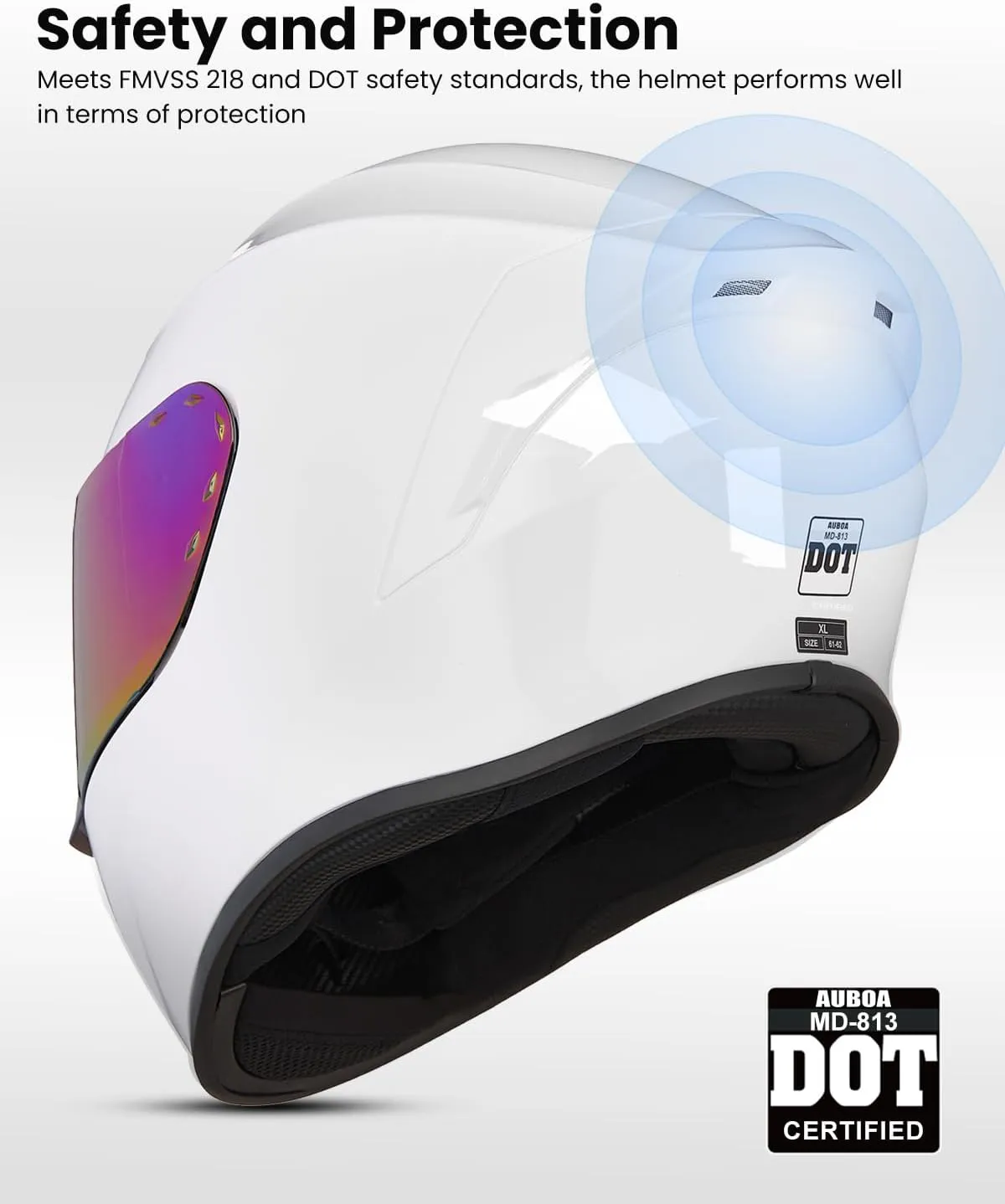 Full Face Motorcycle Helmets for Adults Men and Women DOT Street Bike Racing Helmet with Tinted Visor Model MD-813