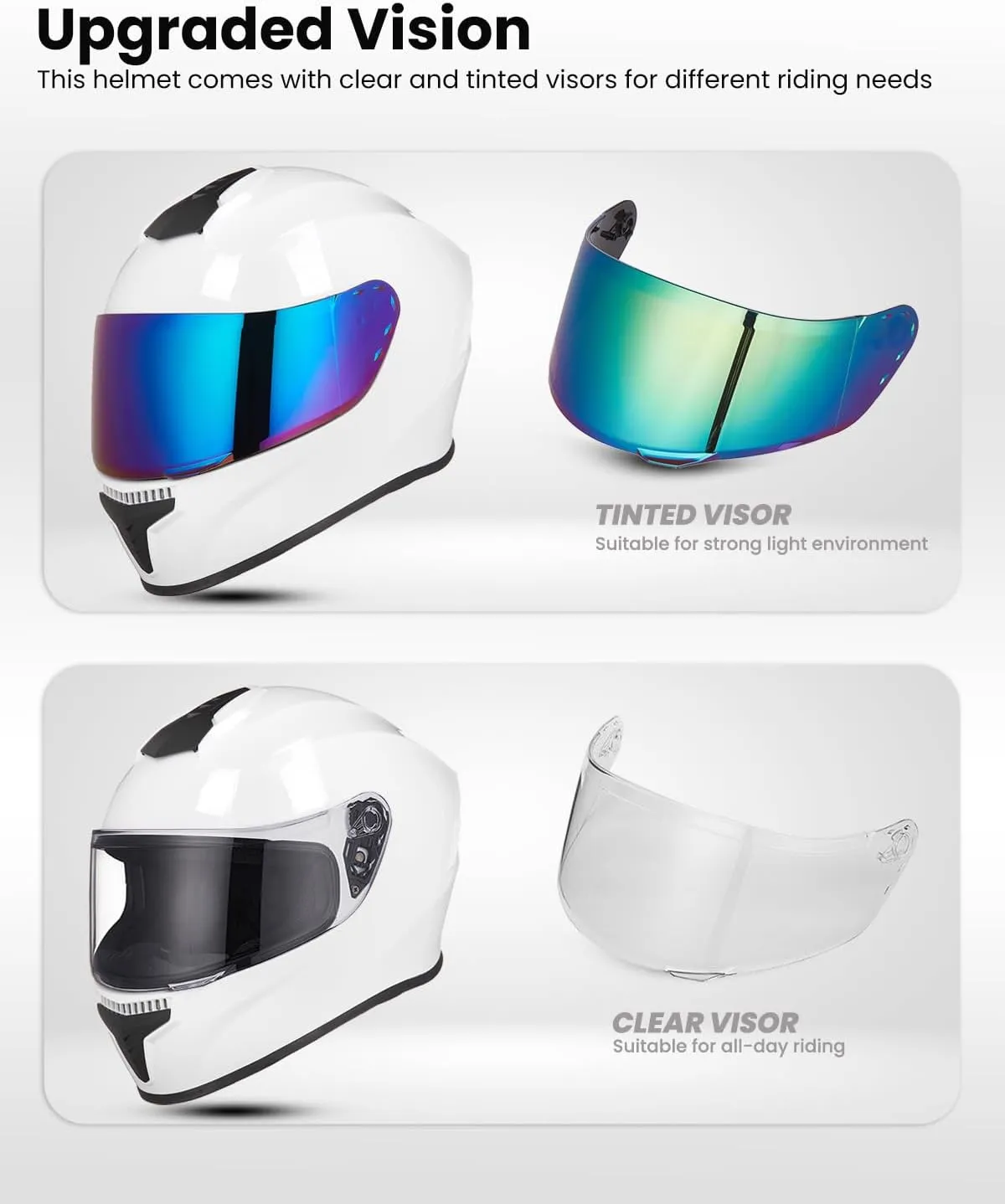 Full Face Motorcycle Helmets for Adults Men and Women DOT Street Bike Racing Helmet with Tinted Visor Model MD-813