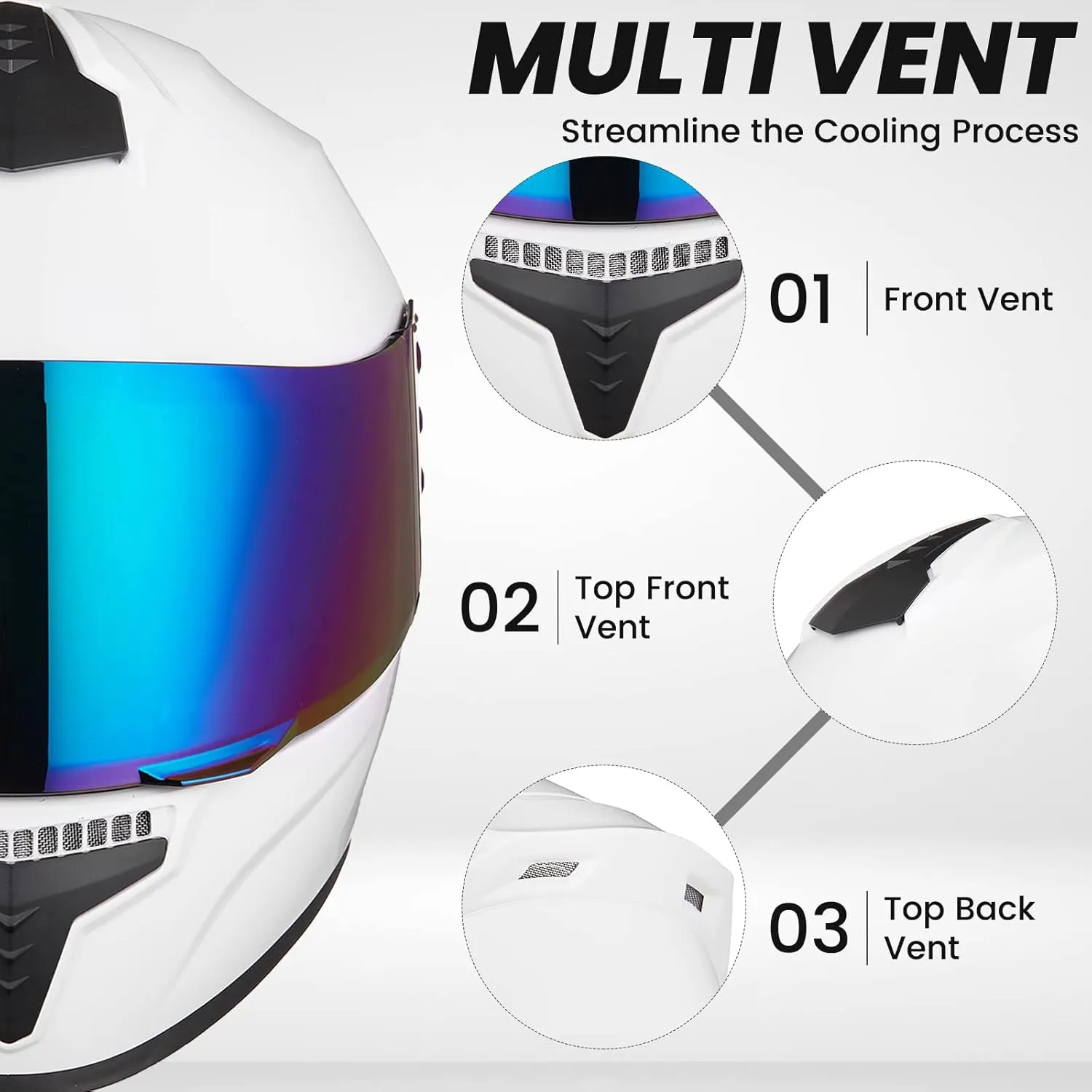 Full Face Motorcycle Helmets for Adults Men and Women DOT Street Bike Racing Helmet with Tinted Visor Model MD-813