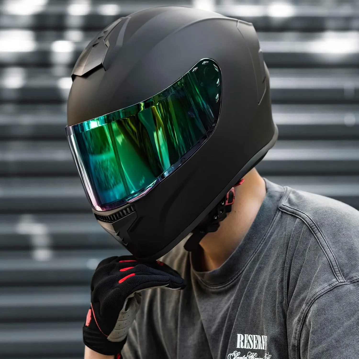 Full Face Motorcycle Helmets for Adults Men and Women DOT Street Bike Racing Helmet with Tinted Visor Model MD-813