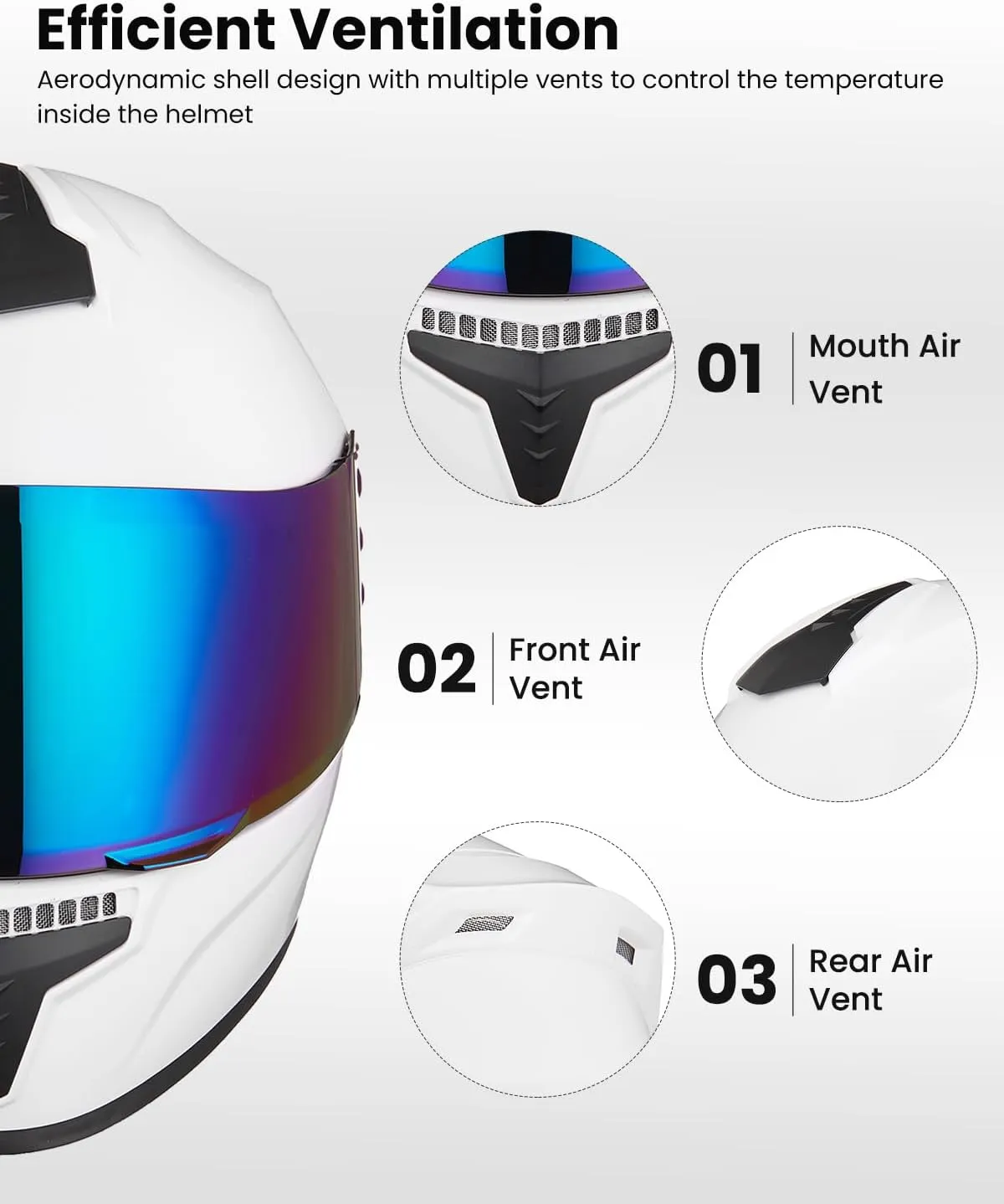 Full Face Motorcycle Helmets for Adults Men and Women DOT Street Bike Racing Helmet with Tinted Visor Model MD-813