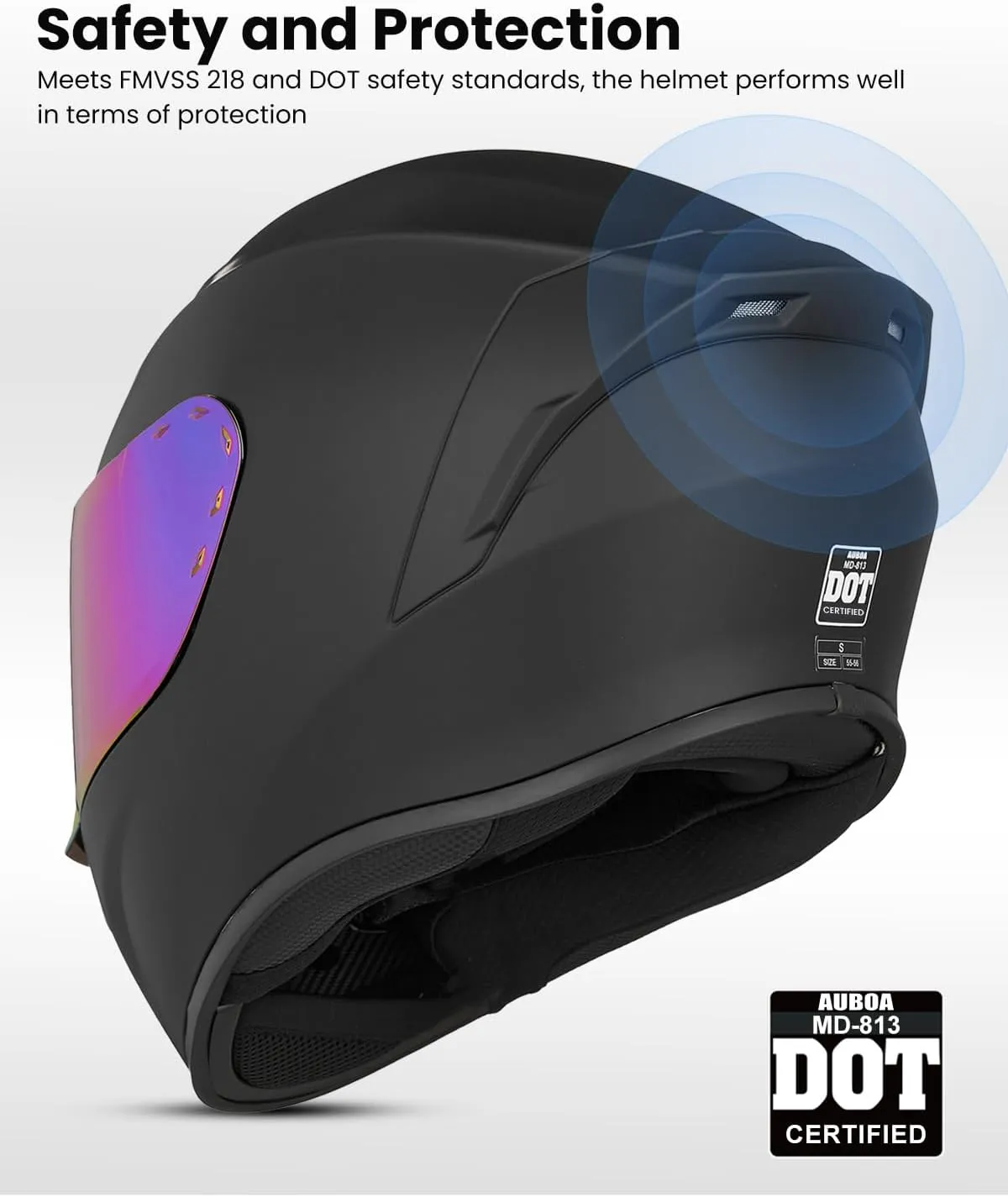 Full Face Motorcycle Helmets for Adults Men and Women DOT Street Bike Racing Helmet with Tinted Visor Model MD-813