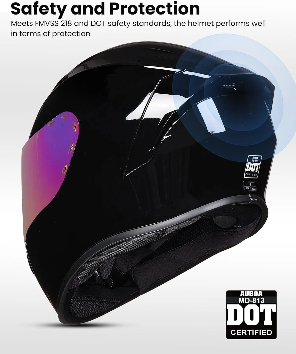 Full Face Motorcycle Helmets for Adults Men and Women DOT Street Bike Racing Helmet with Tinted Visor Model MD-813