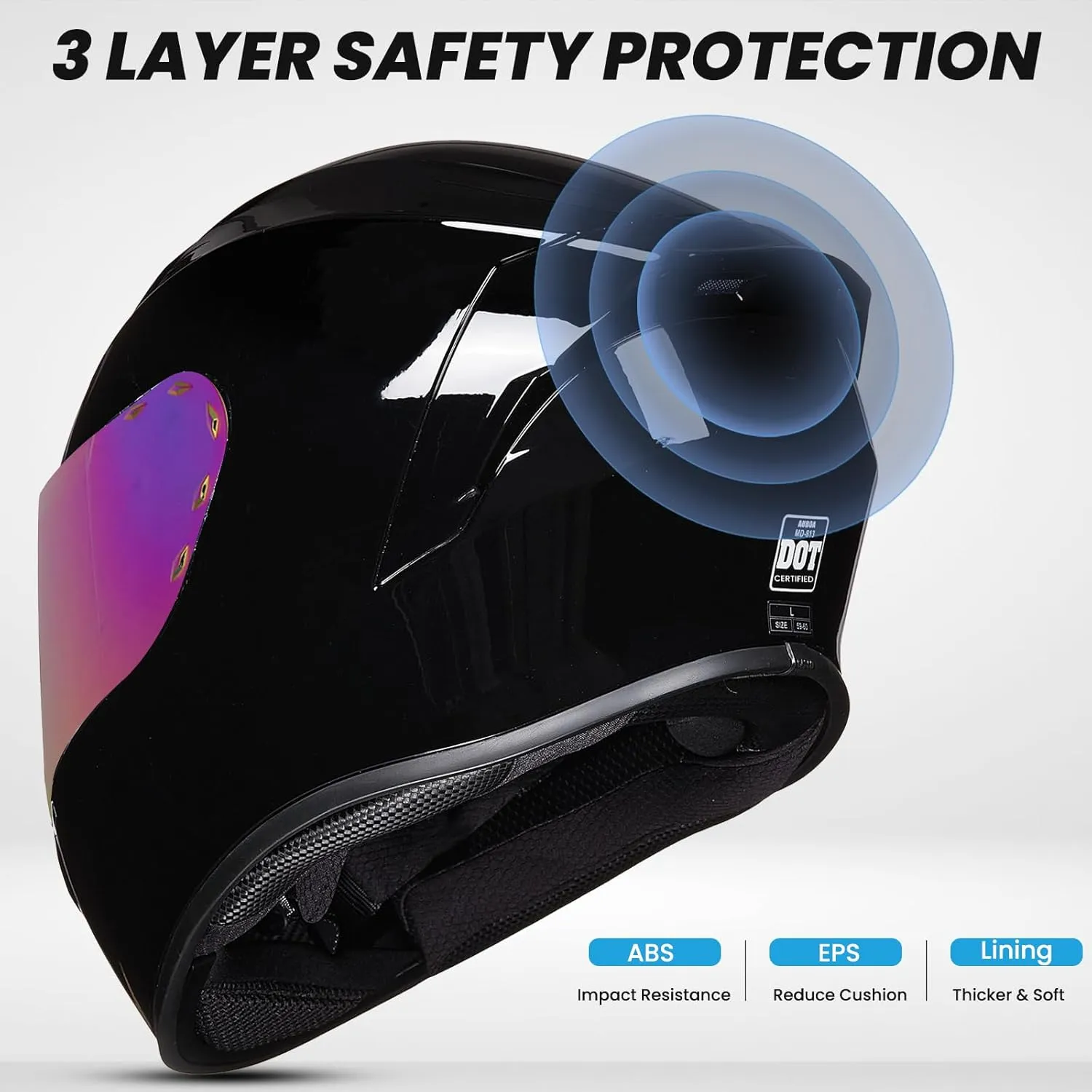 Full Face Motorcycle Helmets for Adults Men and Women DOT Street Bike Racing Helmet with Tinted Visor Model MD-813