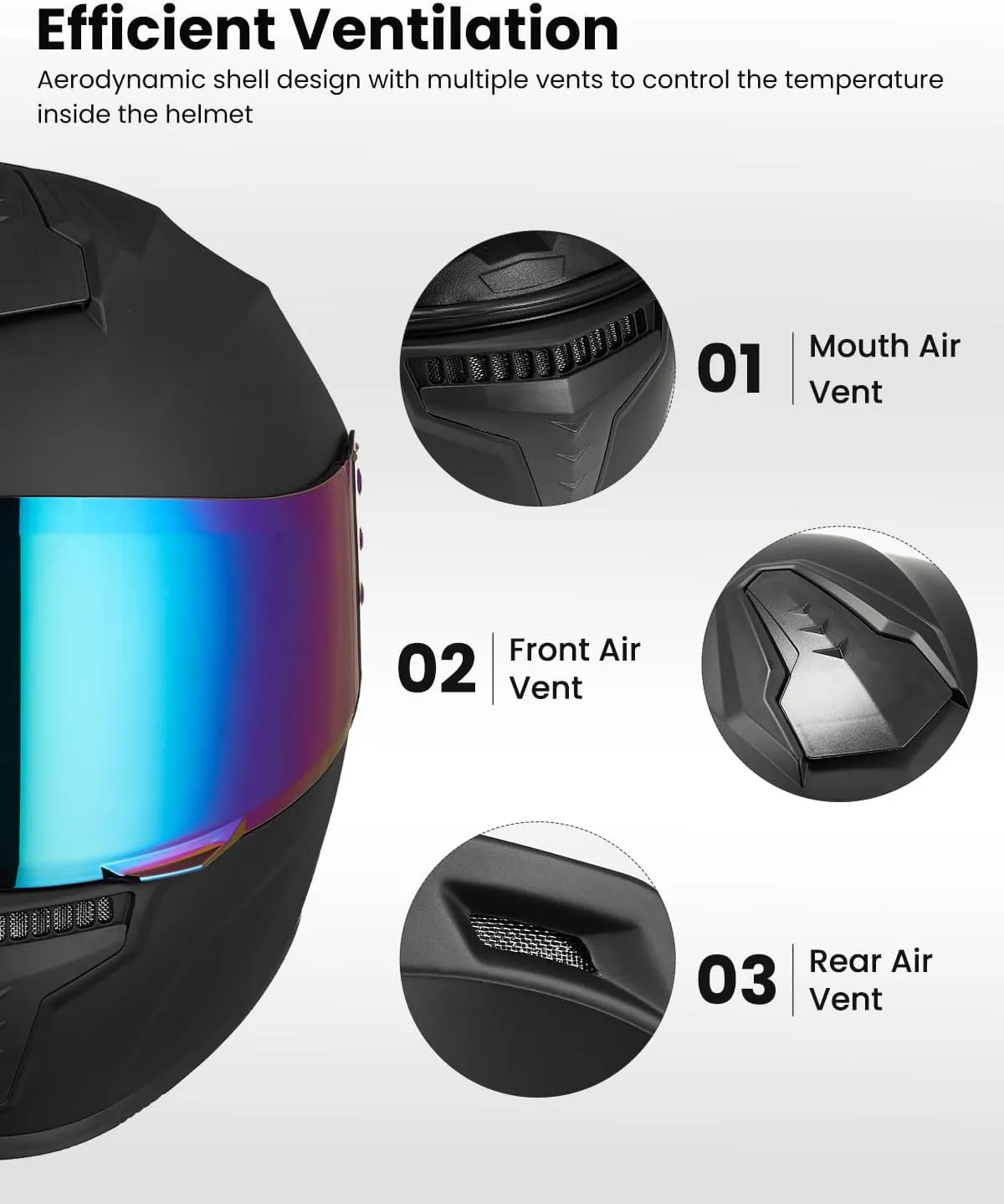 Full Face Motorcycle Helmets for Adults Men and Women DOT Street Bike Racing Helmet with Tinted Visor Model MD-813