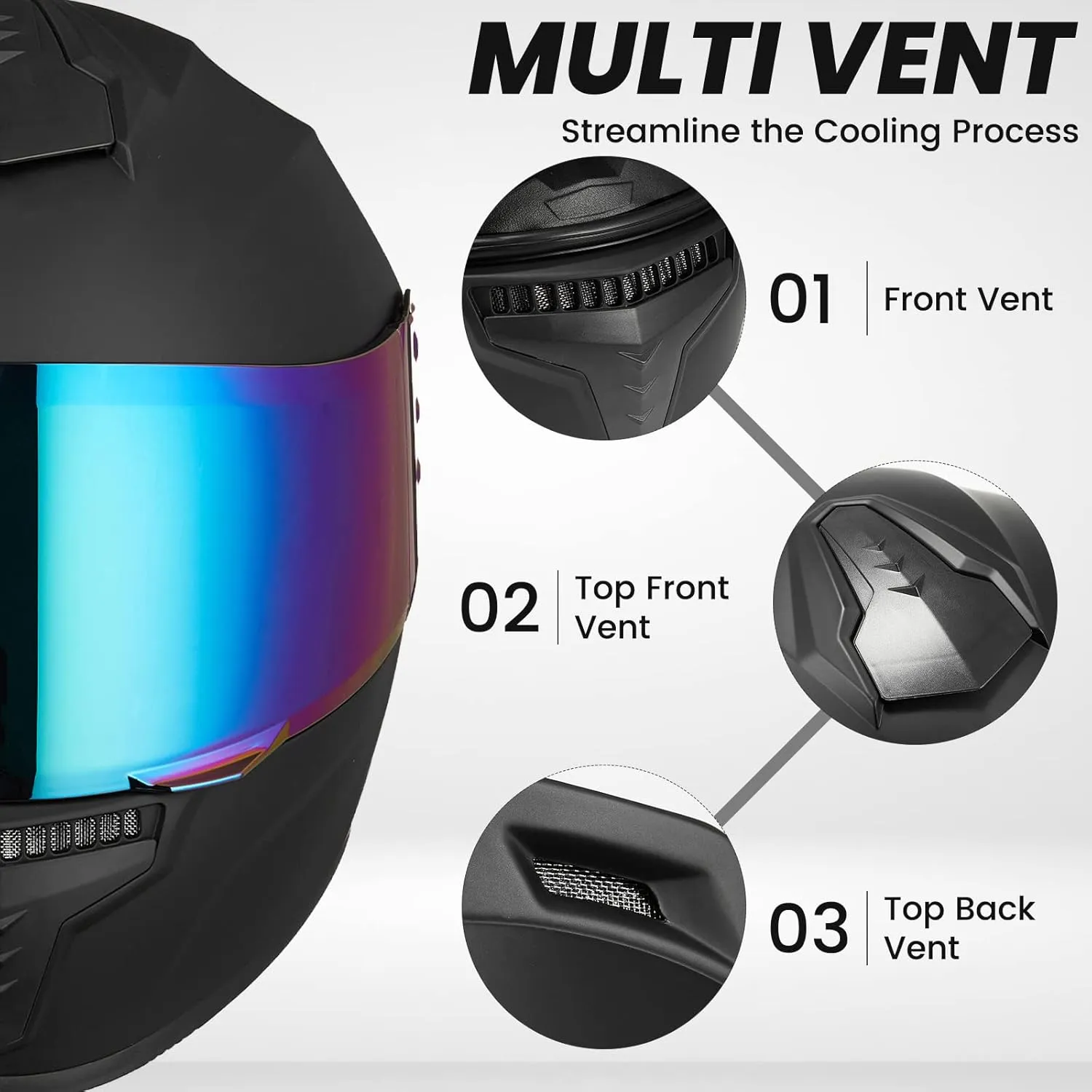 Full Face Motorcycle Helmets for Adults Men and Women DOT Street Bike Racing Helmet with Tinted Visor Model MD-813