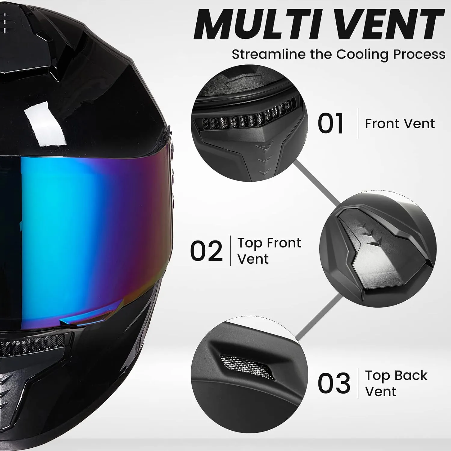 Full Face Motorcycle Helmets for Adults Men and Women DOT Street Bike Racing Helmet with Tinted Visor Model MD-813