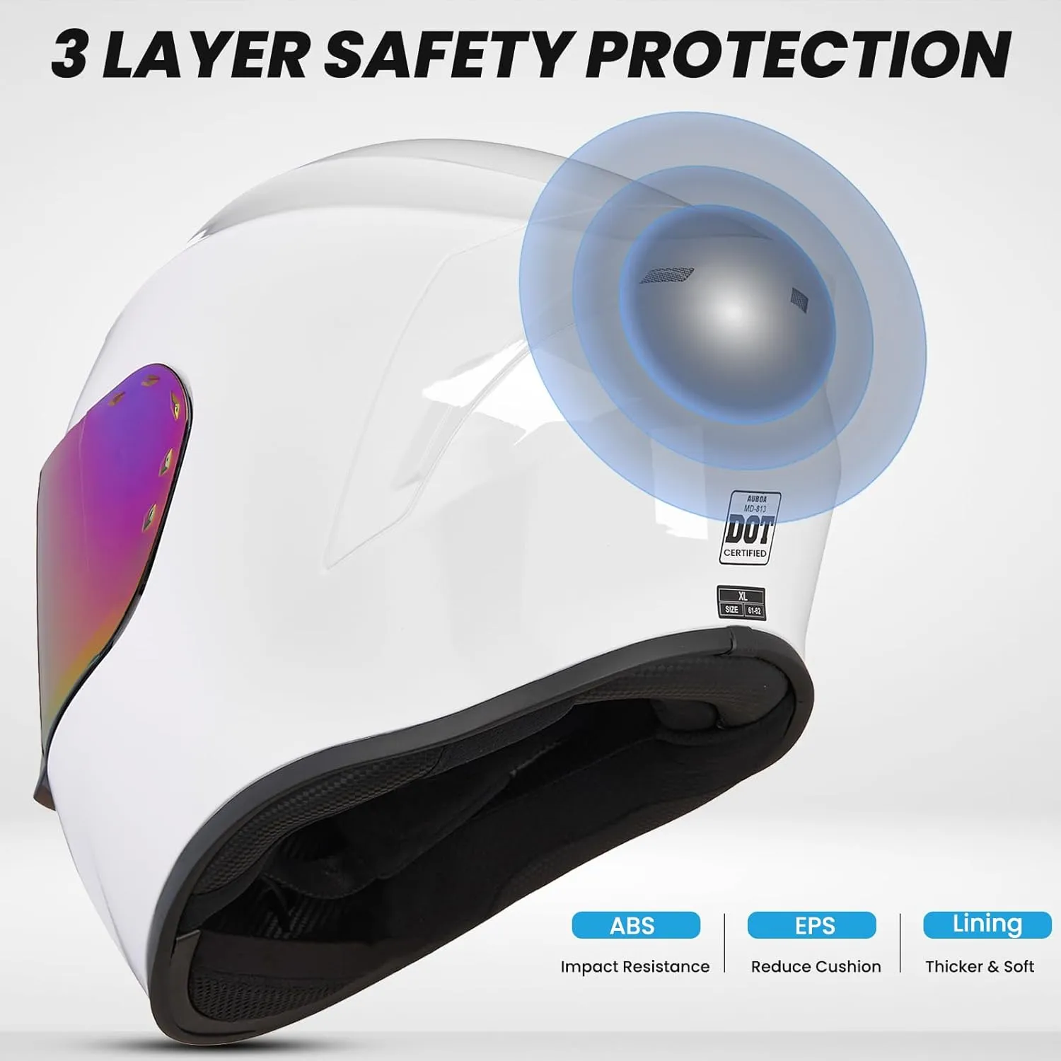 Full Face Motorcycle Helmets for Adults Men and Women DOT Street Bike Racing Helmet with Tinted Visor Model MD-813
