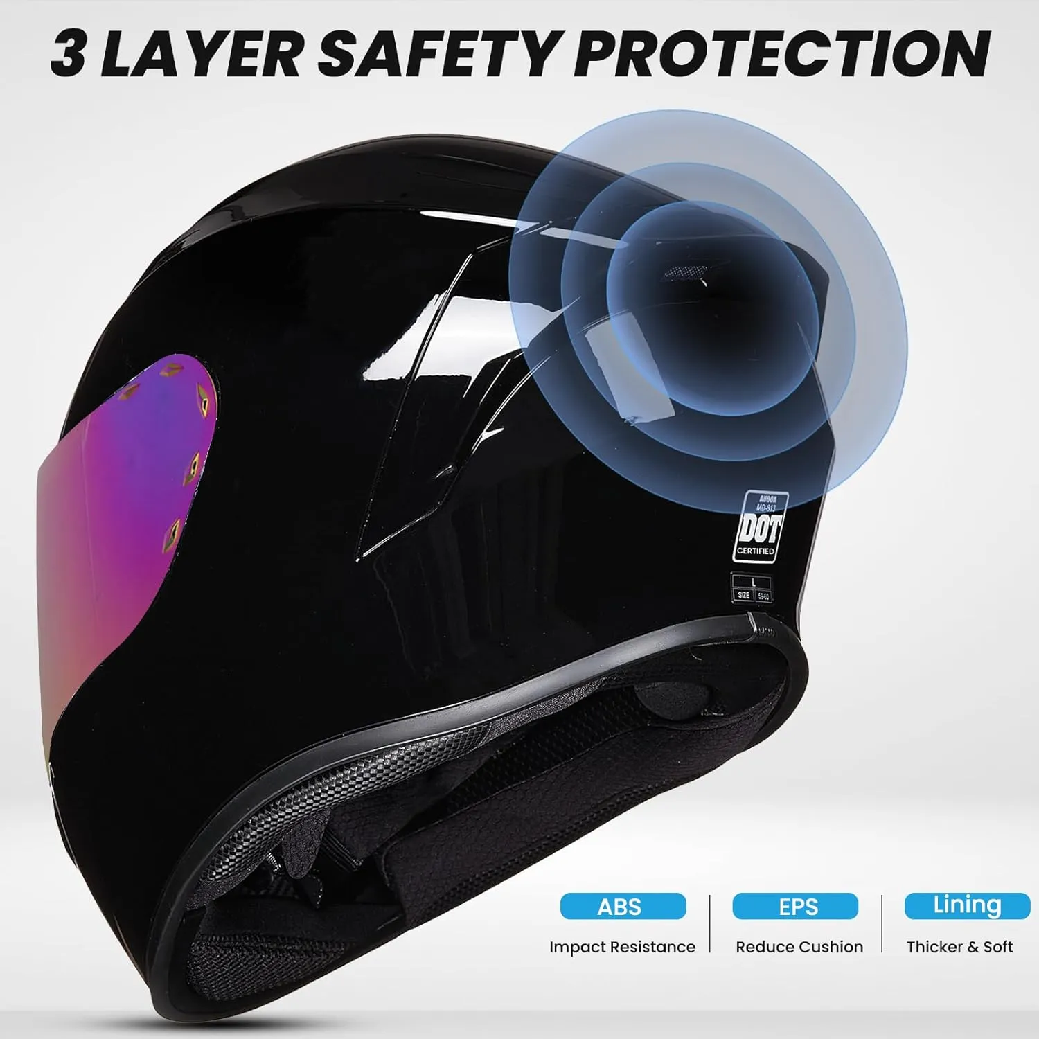 Full Face Motorcycle Helmets for Adults Men and Women DOT Street Bike Racing Helmet with Tinted Visor Model MD-813
