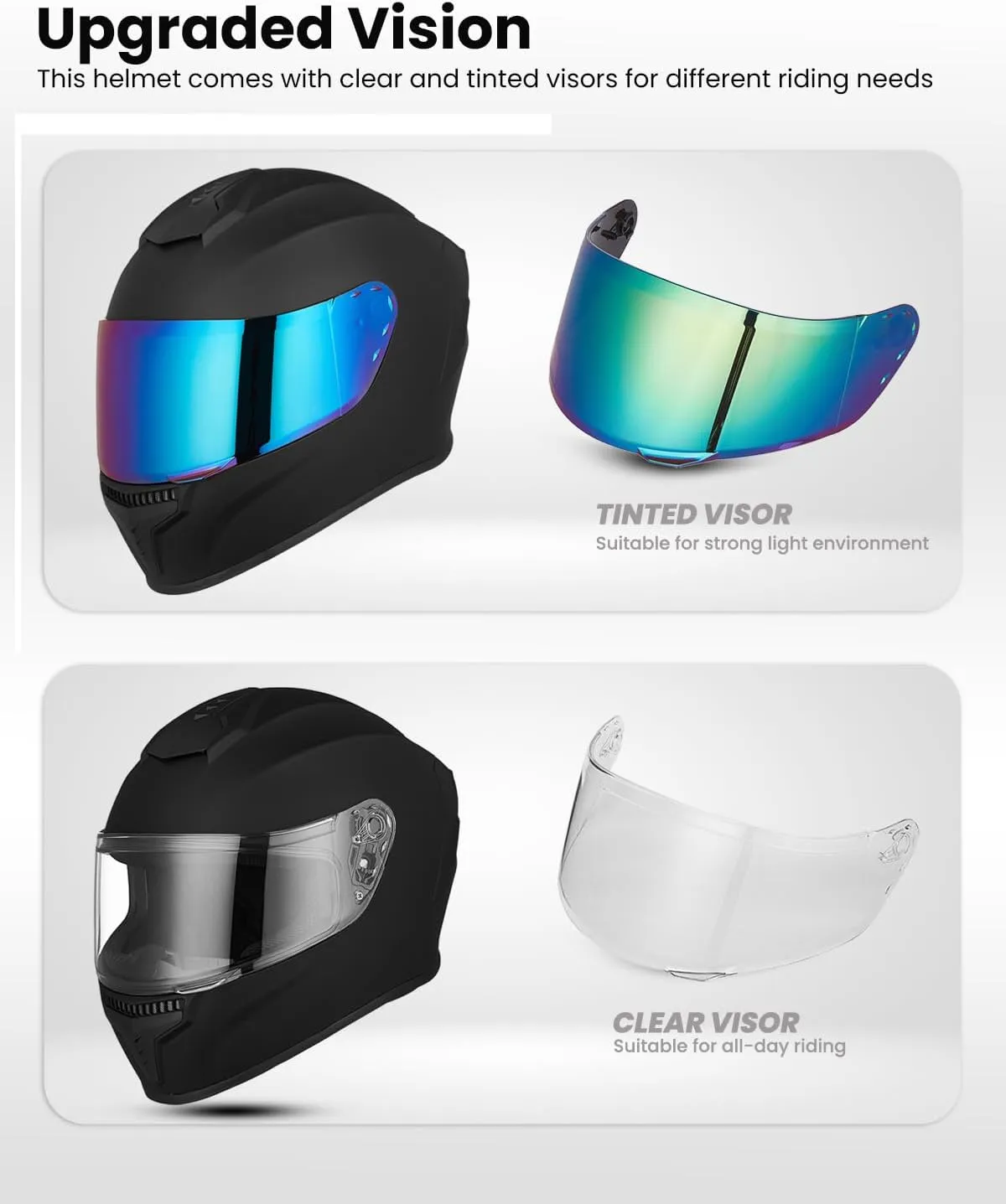 Full Face Motorcycle Helmets for Adults Men and Women DOT Street Bike Racing Helmet with Tinted Visor Model MD-813