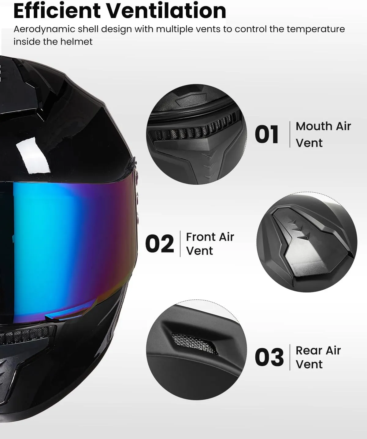 Full Face Motorcycle Helmets for Adults Men and Women DOT Street Bike Racing Helmet with Tinted Visor Model MD-813