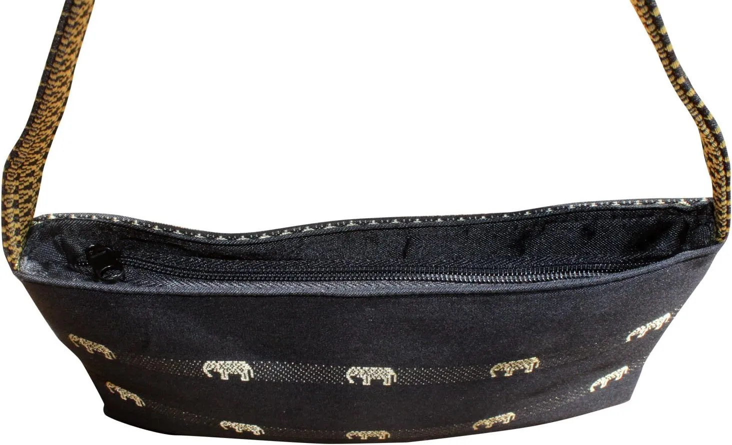 Full Funk Zip Closure Small Hilltribe Square Silk Handbag 10inch x 7inch