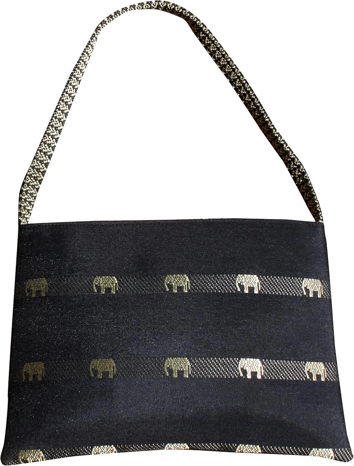 Full Funk Zip Closure Small Hilltribe Square Silk Handbag 10inch x 7inch