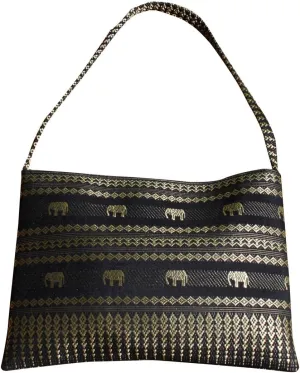 Full Funk Zip Closure Small Hilltribe Square Silk Handbag 10inch x 7inch