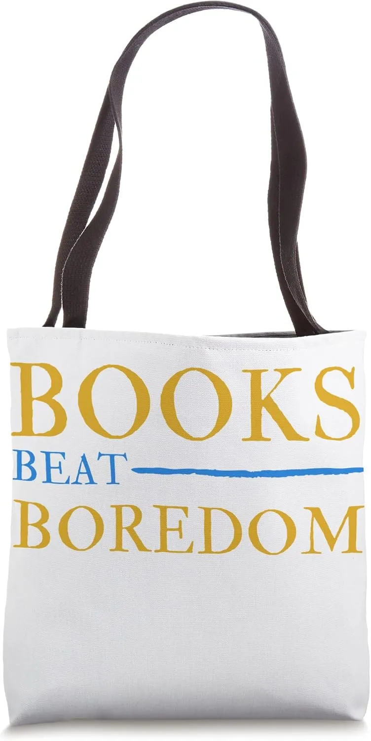 Funny Books Beat Boredom Quote Reading Tote Bag