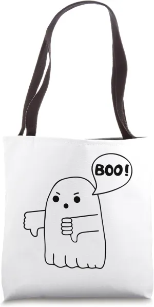 Funny Thumbs Down Ghost Screaming Boo Disapproval Tote Bag