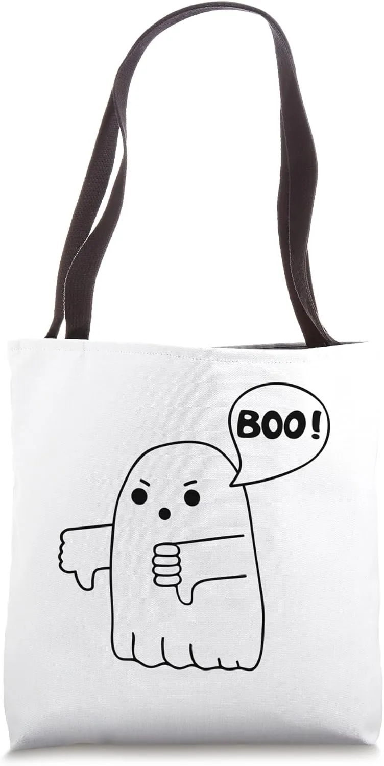 Funny Thumbs Down Ghost Screaming Boo Disapproval Tote Bag