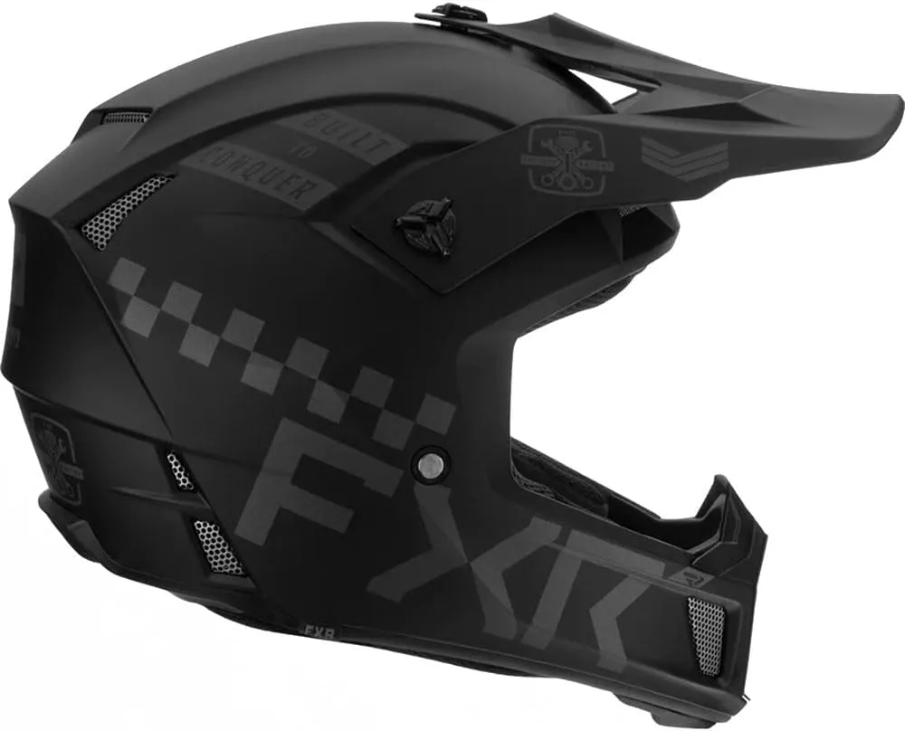 FXR Clutch Gladiator Helmet Open Face Ventilated Optional Winter Kit Black Ops - Large - FMVSS 218