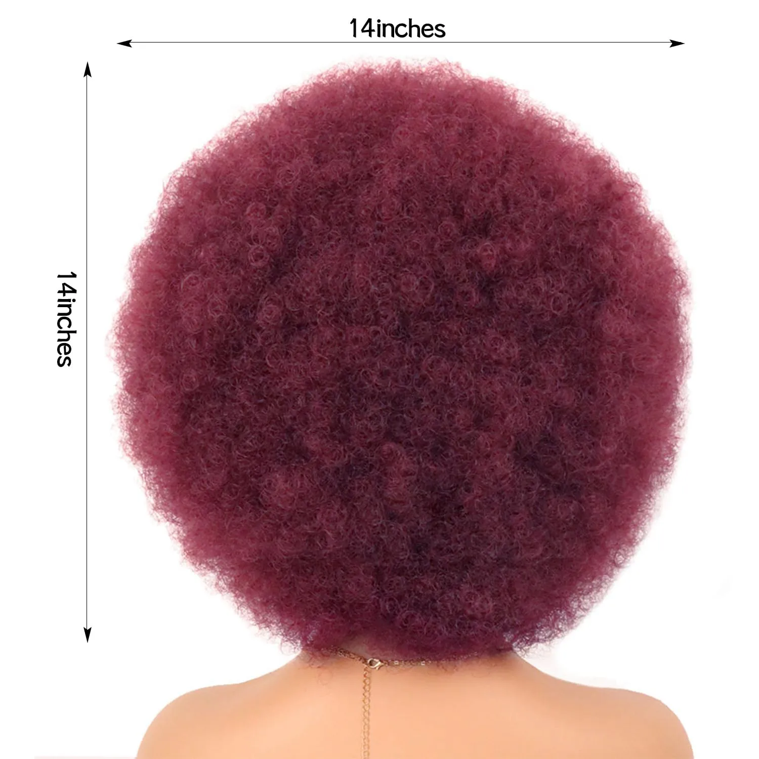 G&T Wig 70s Afro Wig Short Colored Afro Puff 70s Costume Cosplay Party Fun Wigs Short Fluffy Natural Looking Heat Resistant Wig (Wine Red)