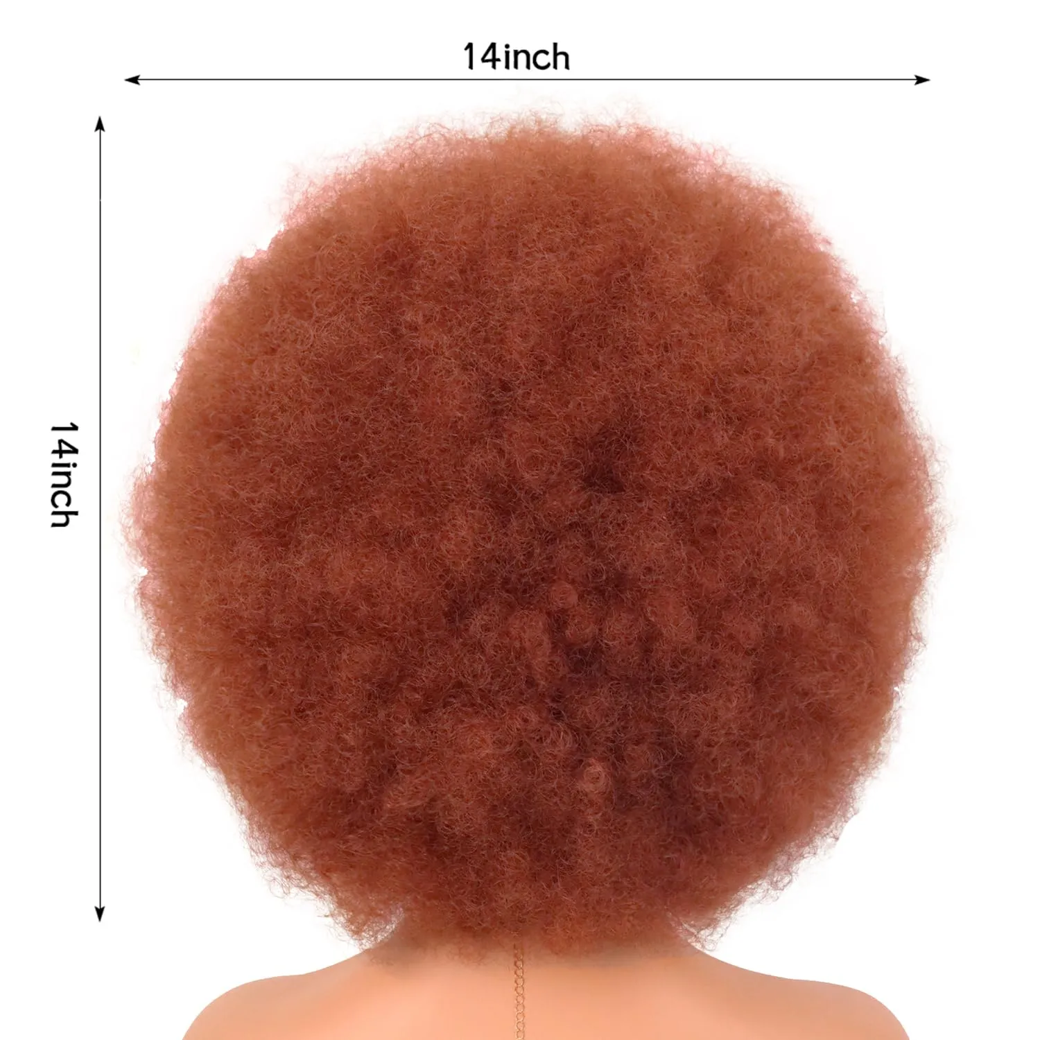 G&T Wig 70s Auburn Afro Wigs for Women Glueless Wear and Go Wig Short Afro Kinky Curly Wig with Bangs Heat Resistant Bouncy Synthetic Costume Cosplay Party Wig