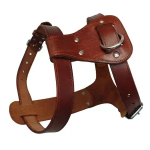 Genuine Leather Dog Harness - Brown Adjustable Training Vest