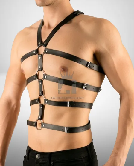 Genuine Leather Full Body Harness for Mens