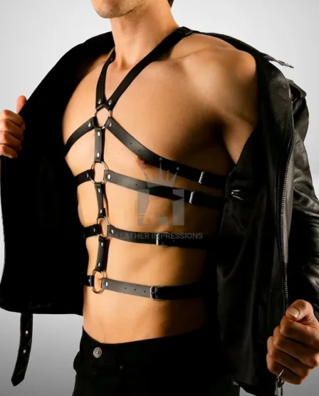 Genuine Leather Full Body Harness for Mens