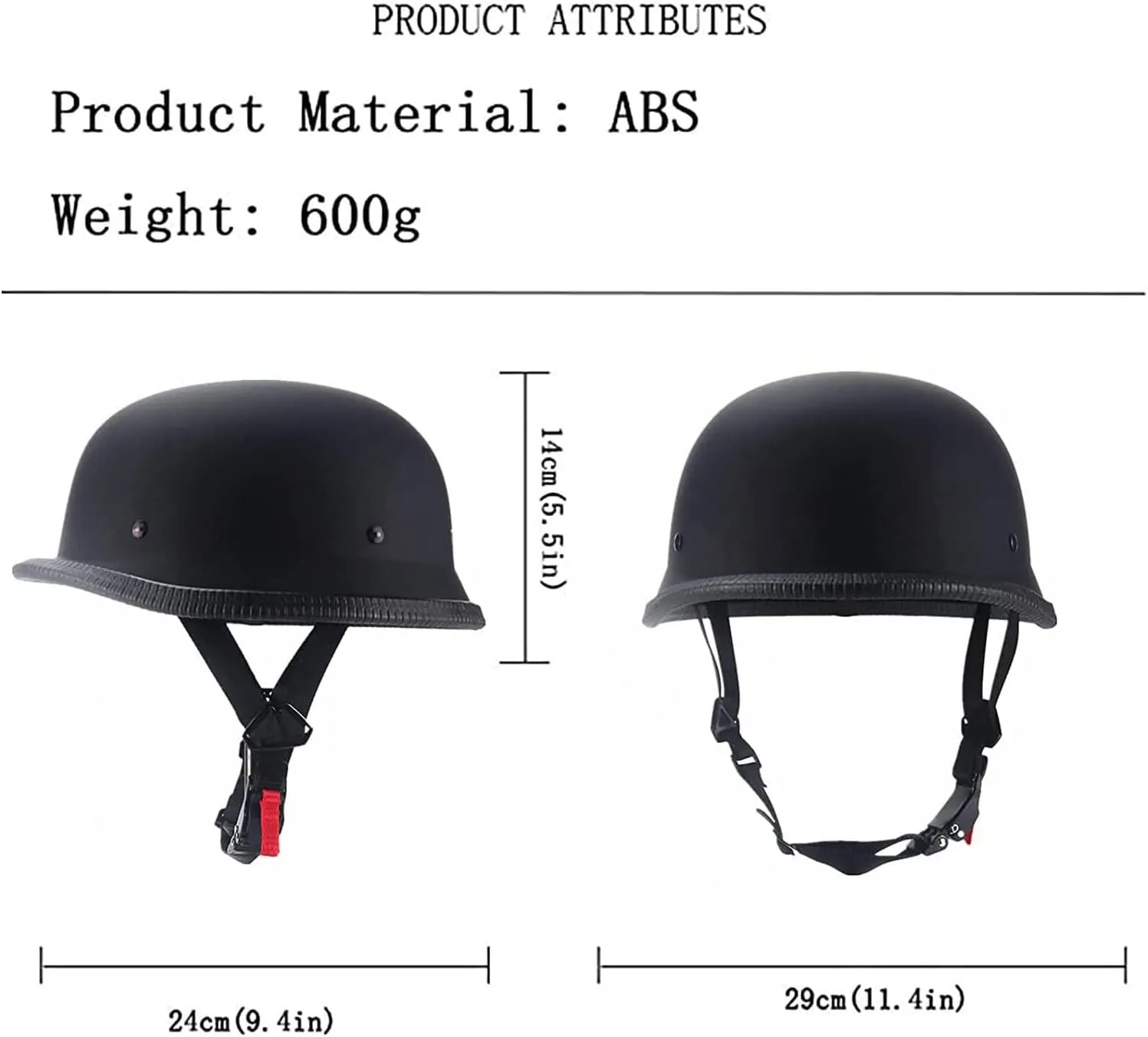 German Style Motorcycle Half Helmet Open Face Adult Men Women DOT Approved Retro Helmet，Matte Black