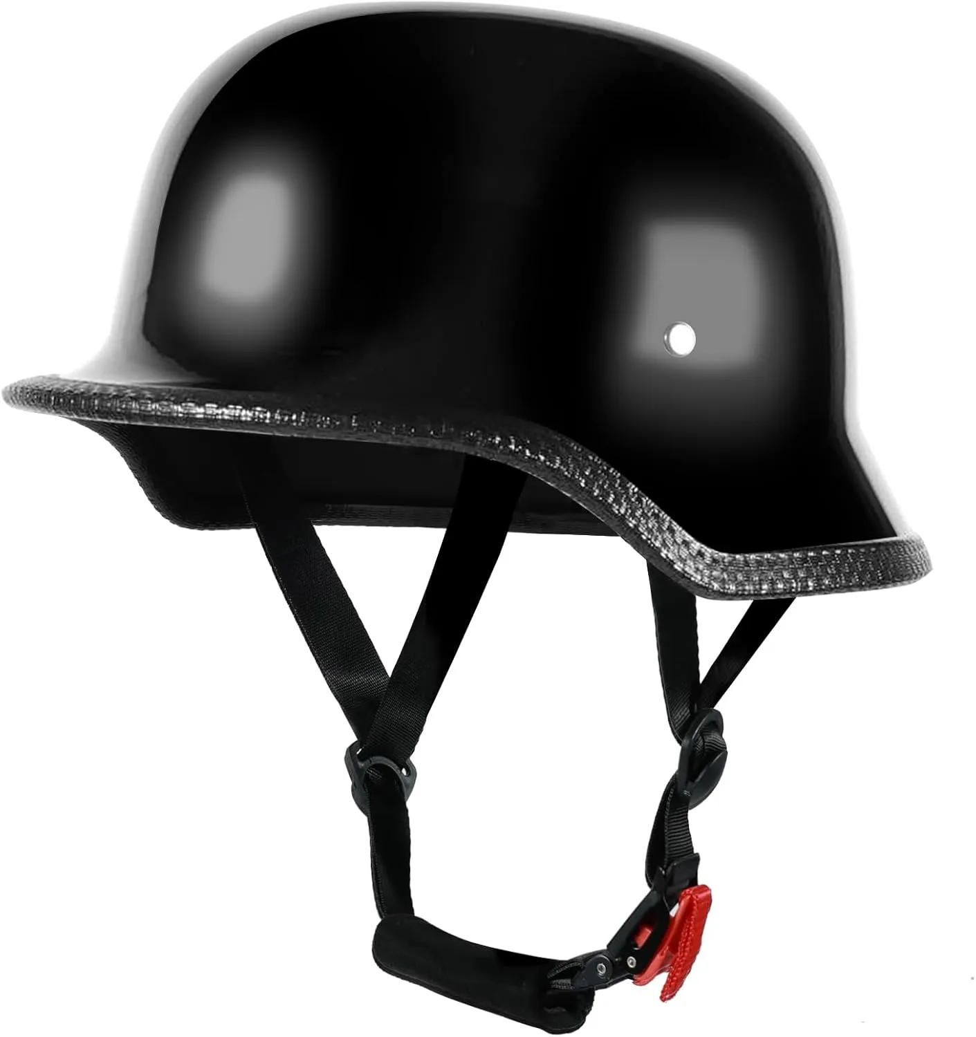 German Style Motorcycle Half Helmets - DOT Approved, Retro Skull Design for Men & Women - Black Vintage Beanie Helmets