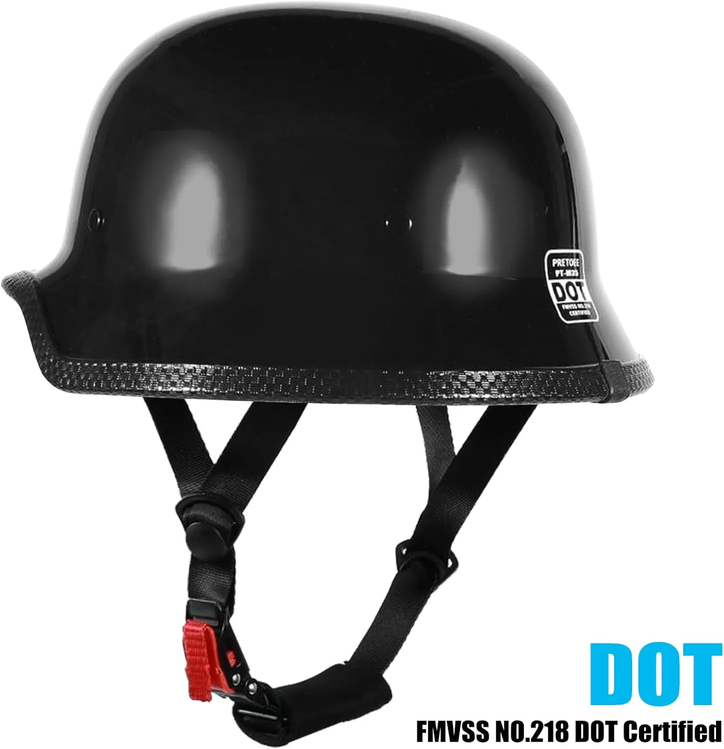 German Style Motorcycle Half Helmets - DOT Approved, Retro Skull Design for Men & Women - Black Vintage Beanie Helmets