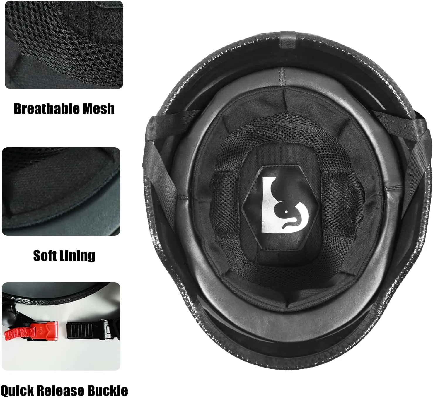 German Style Motorcycle Half Helmets - DOT Approved, Retro Skull Design for Men & Women - Black Vintage Beanie Helmets
