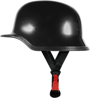 German Style Motorcycle Half Helmets - DOT Approved, Retro Skull Design for Men & Women - Black Vintage Beanie Helmets